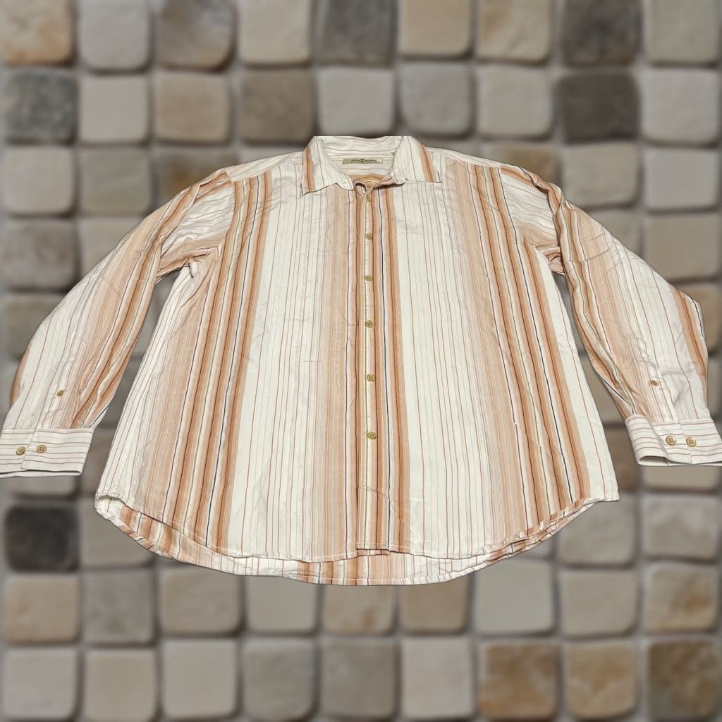 Tommy Bahama Tommy Bahama Shirt Men L Button Front 100% Silk Vertical Stripe Long Sleeve Multicolor Button-Up Casual Travel Resort Aloha Beach Size US L / EU 52-54 / 3 - 1 Thumbnail