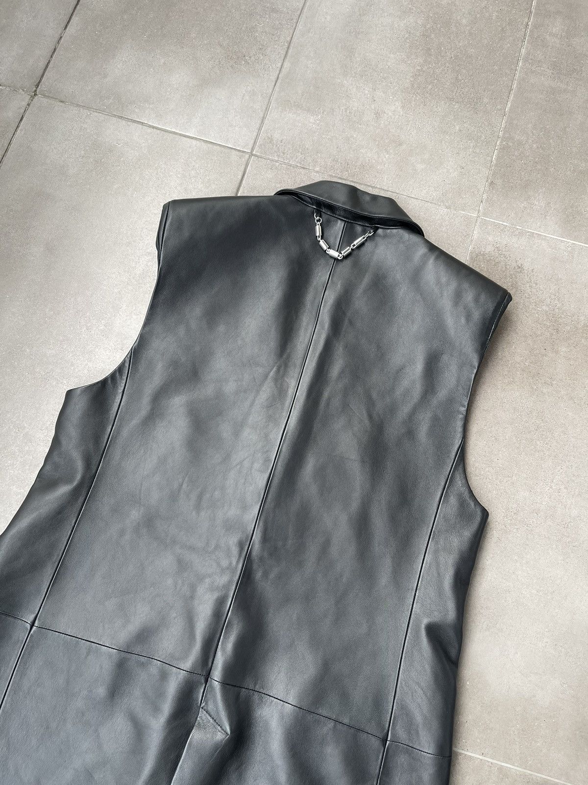 032c !DS! FW22 032c Black Leather Sleeve Less Vest Top Size US M / EU 48-50 / 2 - 11 Thumbnail