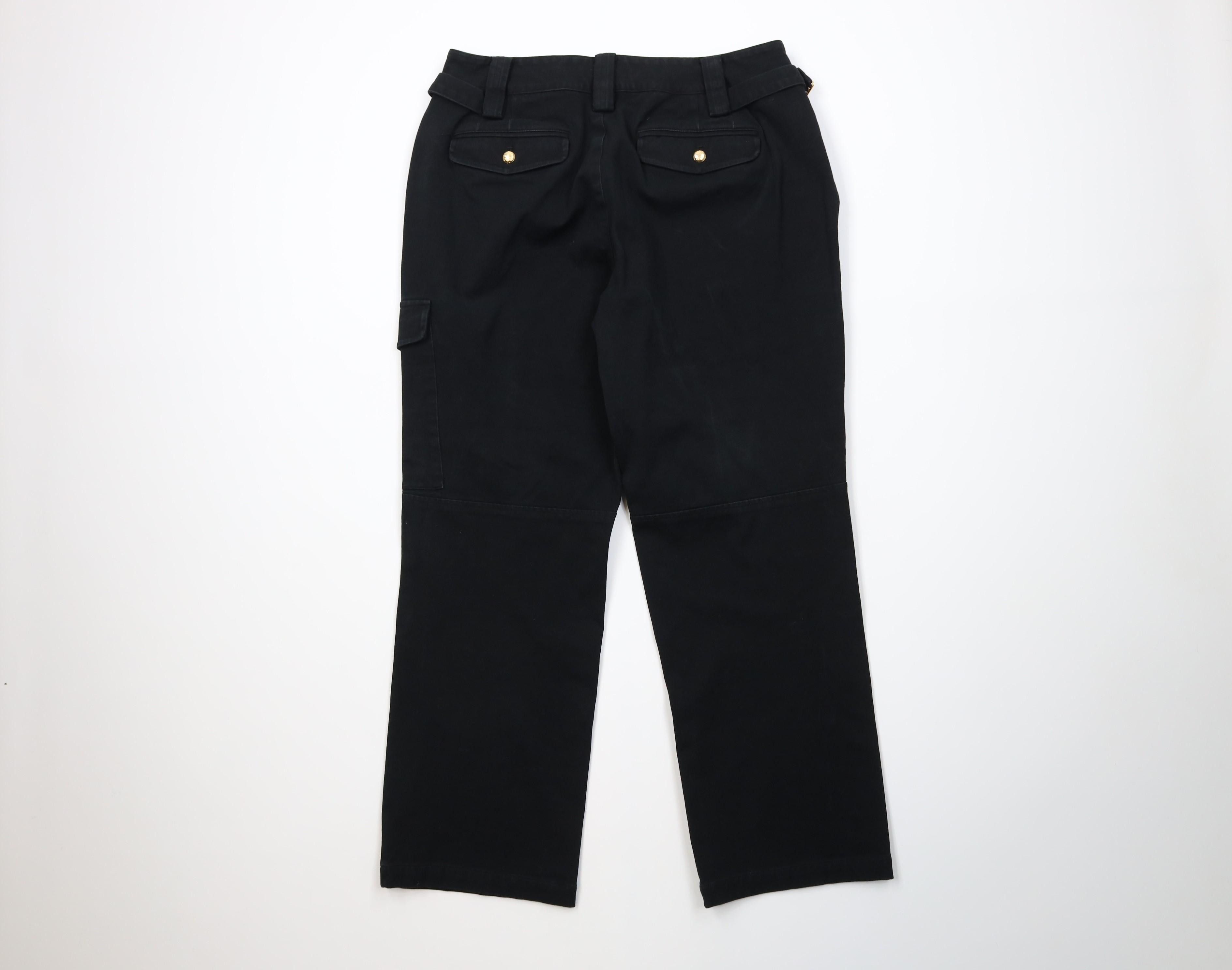 Polo Ralph Lauren Vintage 90s Ralph Lauren Flared Wide Leg Cargo Jeans Black Size 36" / US 14 / IT 50 - 10 Thumbnail