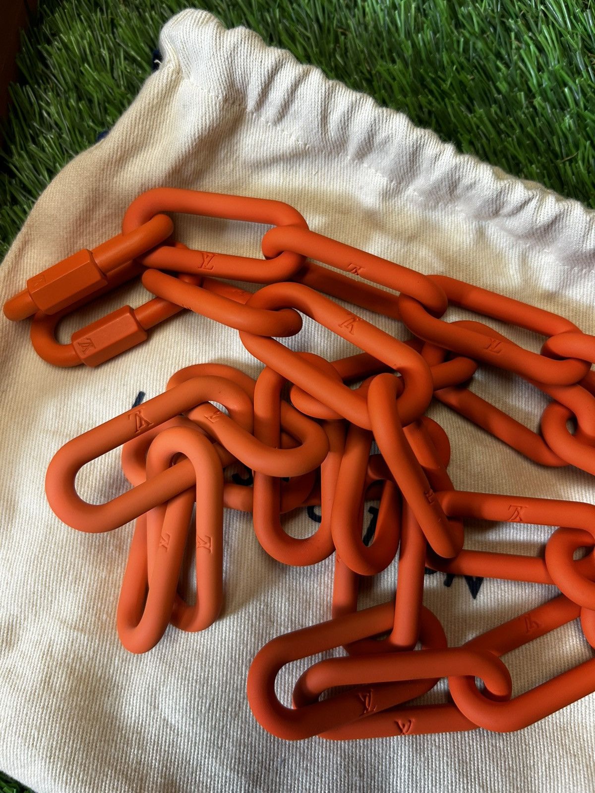 Louis Vuitton Louis Vuitton Virgil Abloh Orange Monogram Chain Belt - New Size 32 - 6 Thumbnail
