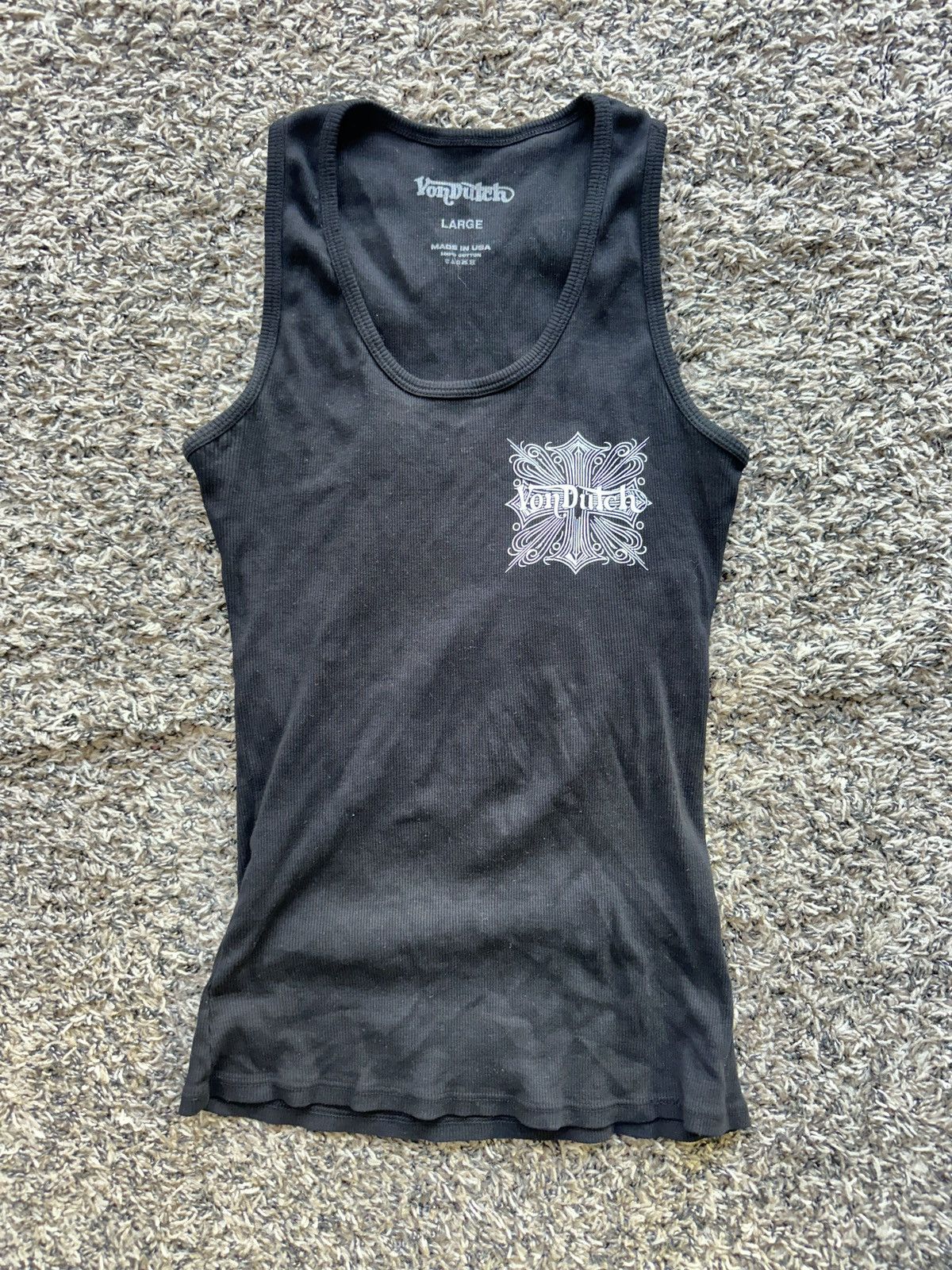 Von Dutch Von Dutch Black Ribbed Tank Top – Gothic Cross Graphic Size US L / EU 52-54 / 3 - 1 Thumbnail