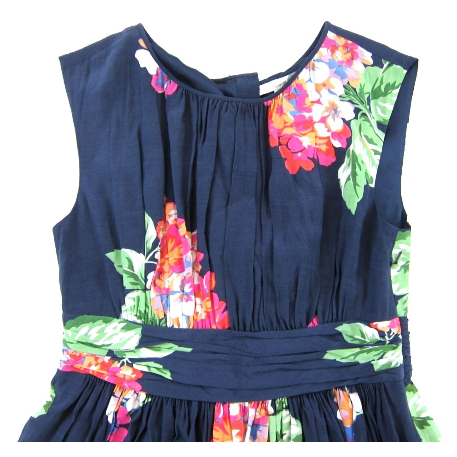 Boden Boden Navy Blue Pink Green Floral Sleeveless Ruched Sheath Tank Sun Dress 12P Size XL / US 12-14 / IT 48-50 - 4 Thumbnail