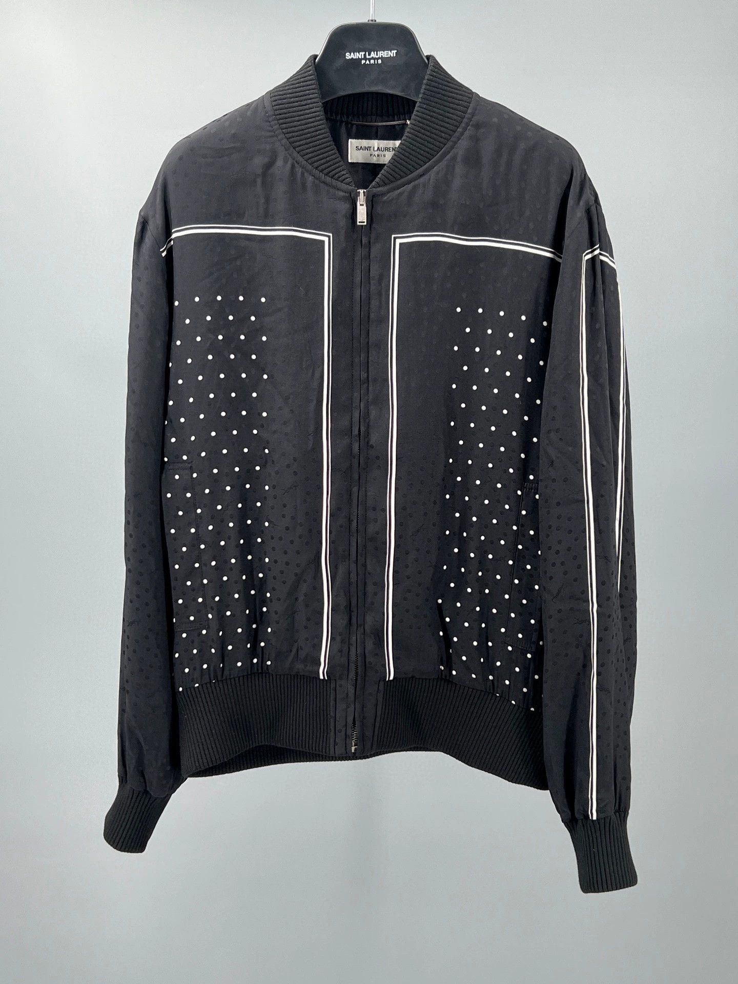 YSL Black Silk Quilted Dot Jacket