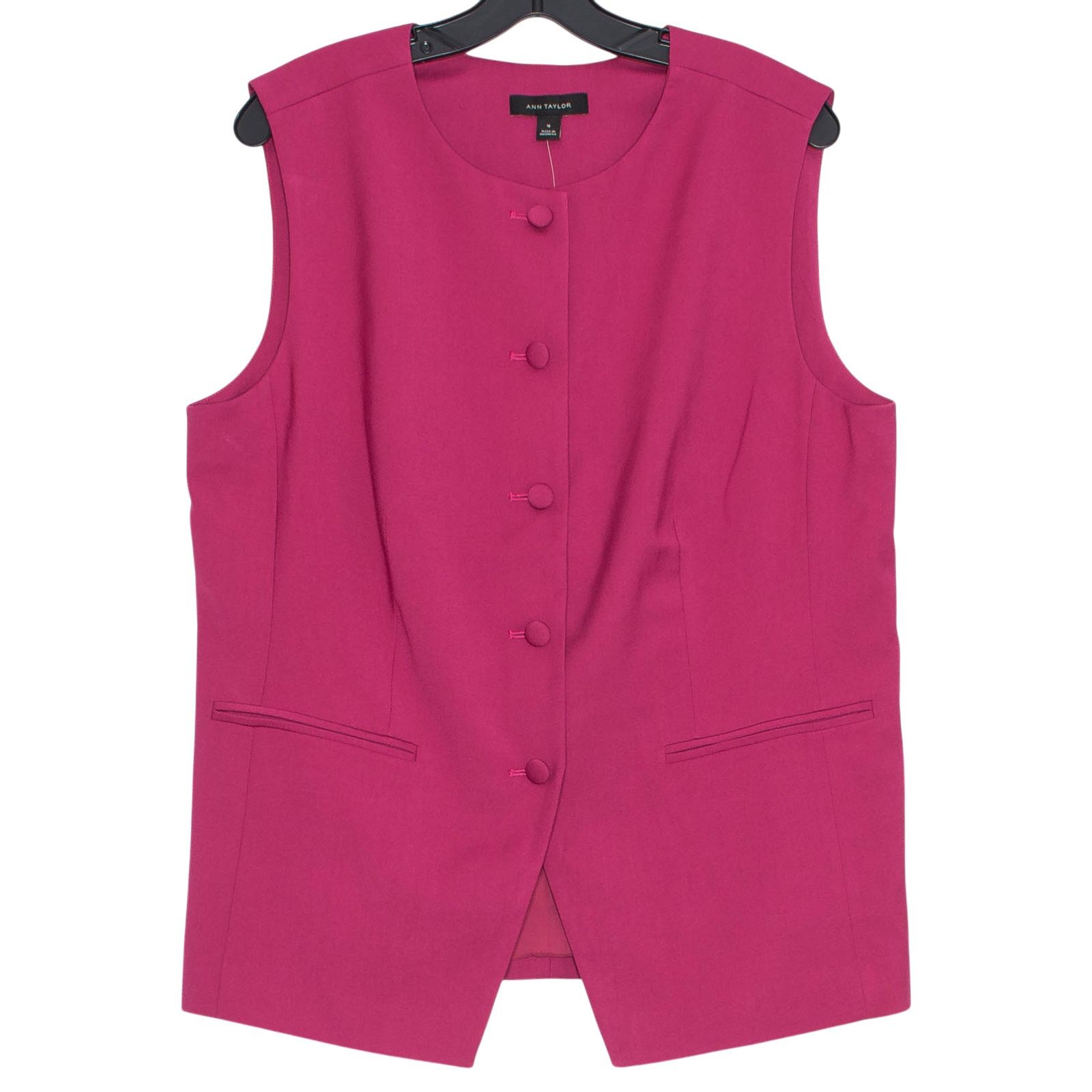Ann Taylor NWT Ann Taylor Vest Pink Long Crew Neck Button Up Office 16 Size XXL / US 16-18 / IT 52-54 - 1 Thumbnail