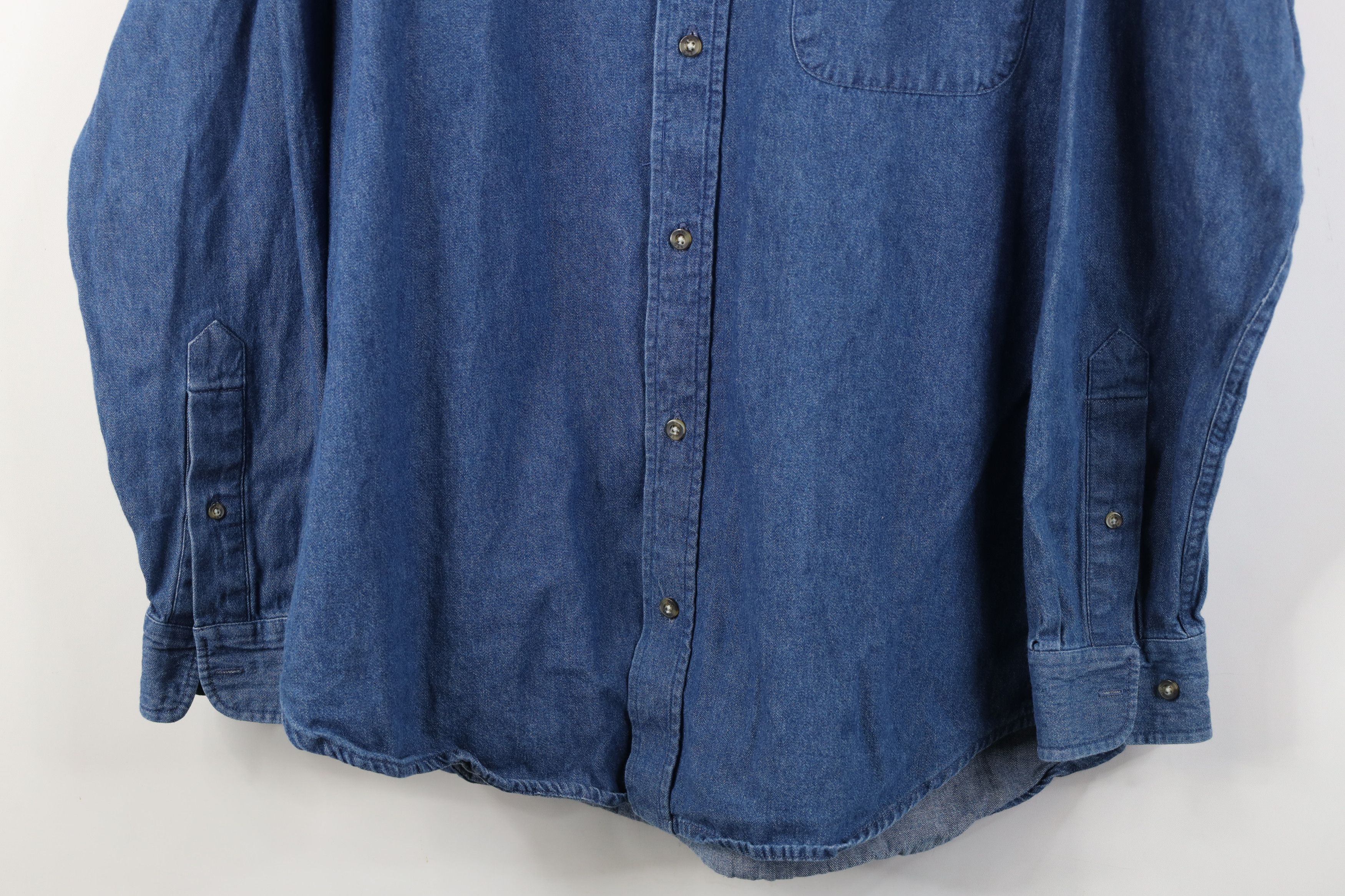 Vintage Vintage 90s Streetwear Denim Jean Collared Button Down Shirt Size US L / EU 52-54 / 3 - 3 Thumbnail