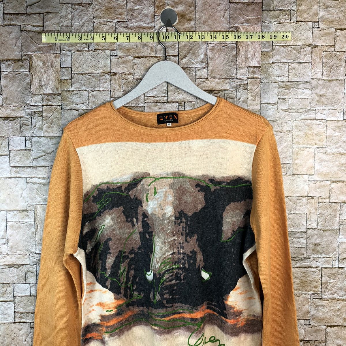 Japanese Brand × Vintage Evex big elephant Orange Knitwear #A1185 Size L / US 10 / IT 46 - 2 Thumbnail