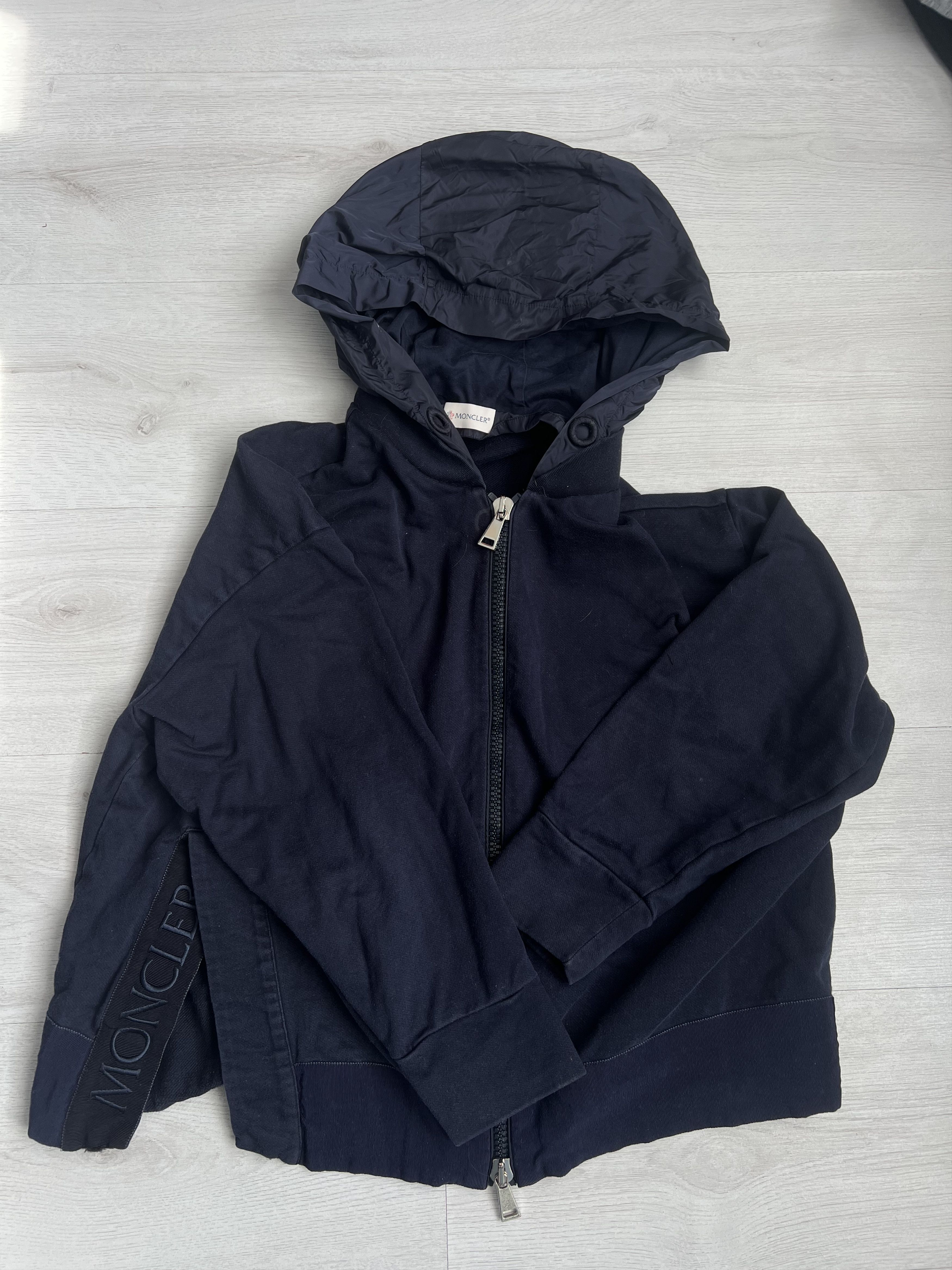 Moncler Moncler Navy Blue Cotton Knit Zipped Hooded Sweatshirt Size S / US 4 / IT 40 - 3 Thumbnail