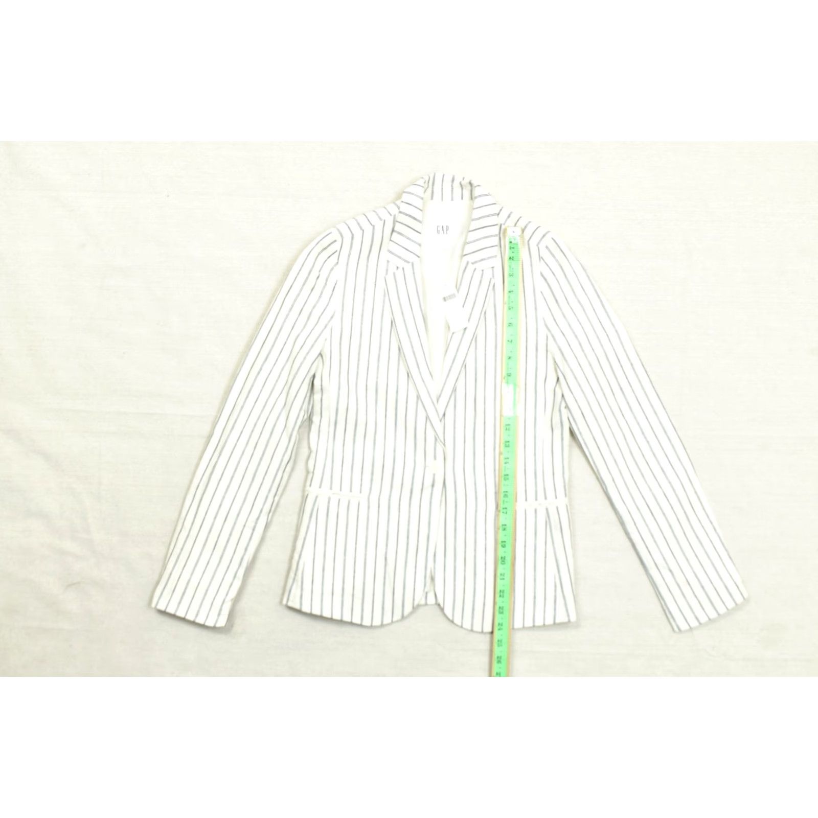 Gap GAP Blazer Jacket Womens Size 4 White Blue Striped Linen Blend One Button NWT Size S / US 4 / IT 40 - 2 Thumbnail