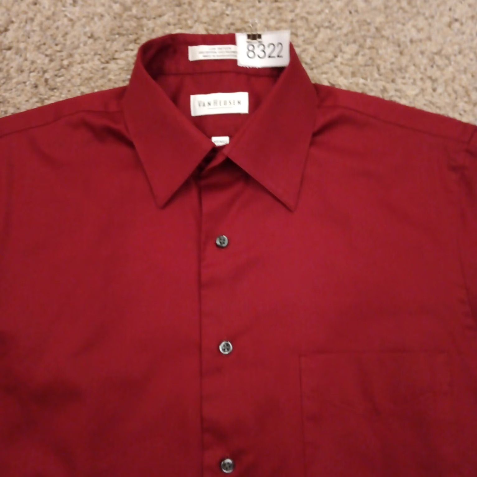 Van Heusen Van Heusen Shirt Mens Medium Red Striped Long Sleeve Button Up Cotton Blend Size US M / EU 48-50 / 2 - 3 Thumbnail