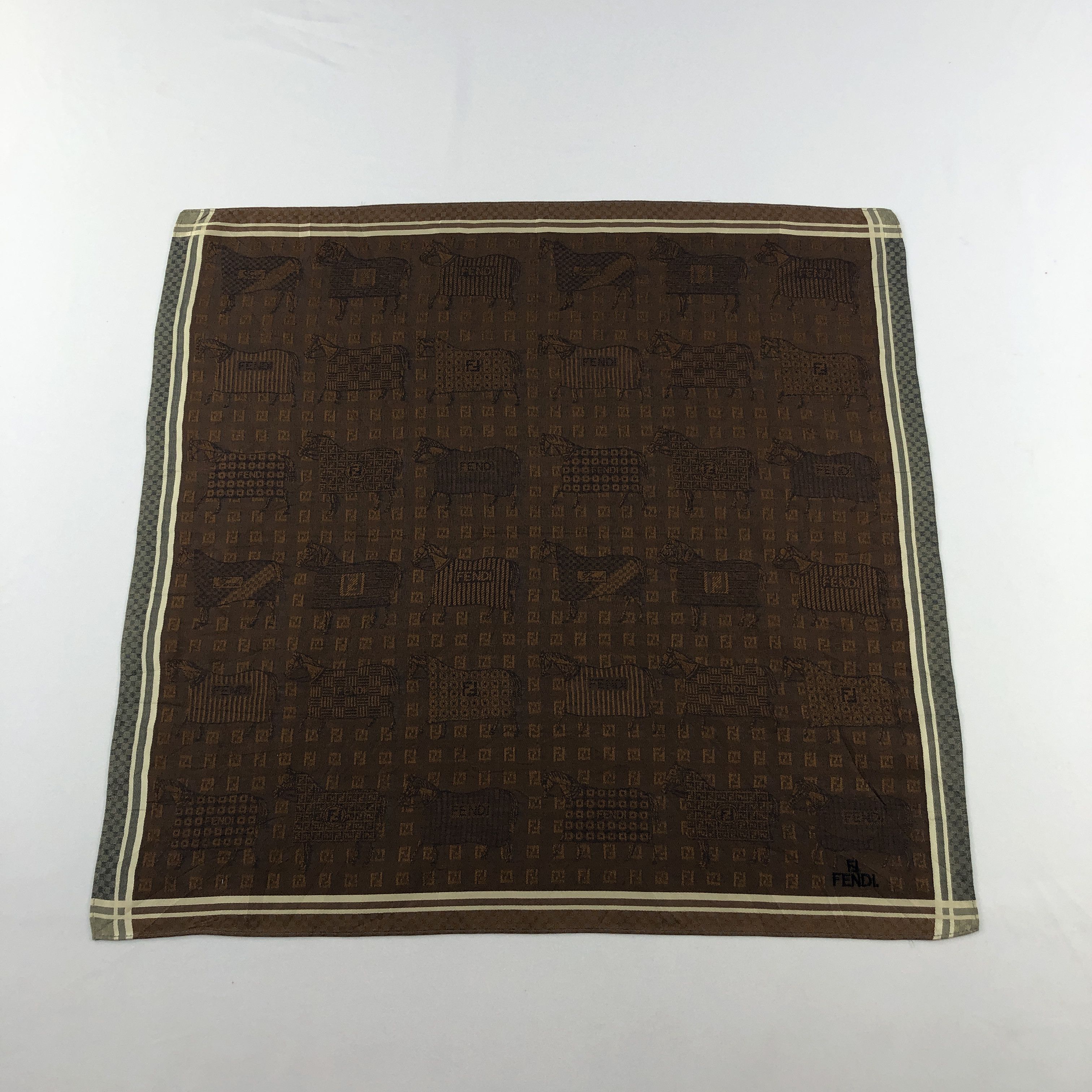 Japanese Brand Fendi Monogram FF Handkerchief Neckerchief Bandana H3140 Size ONE SIZE - 1 Thumbnail