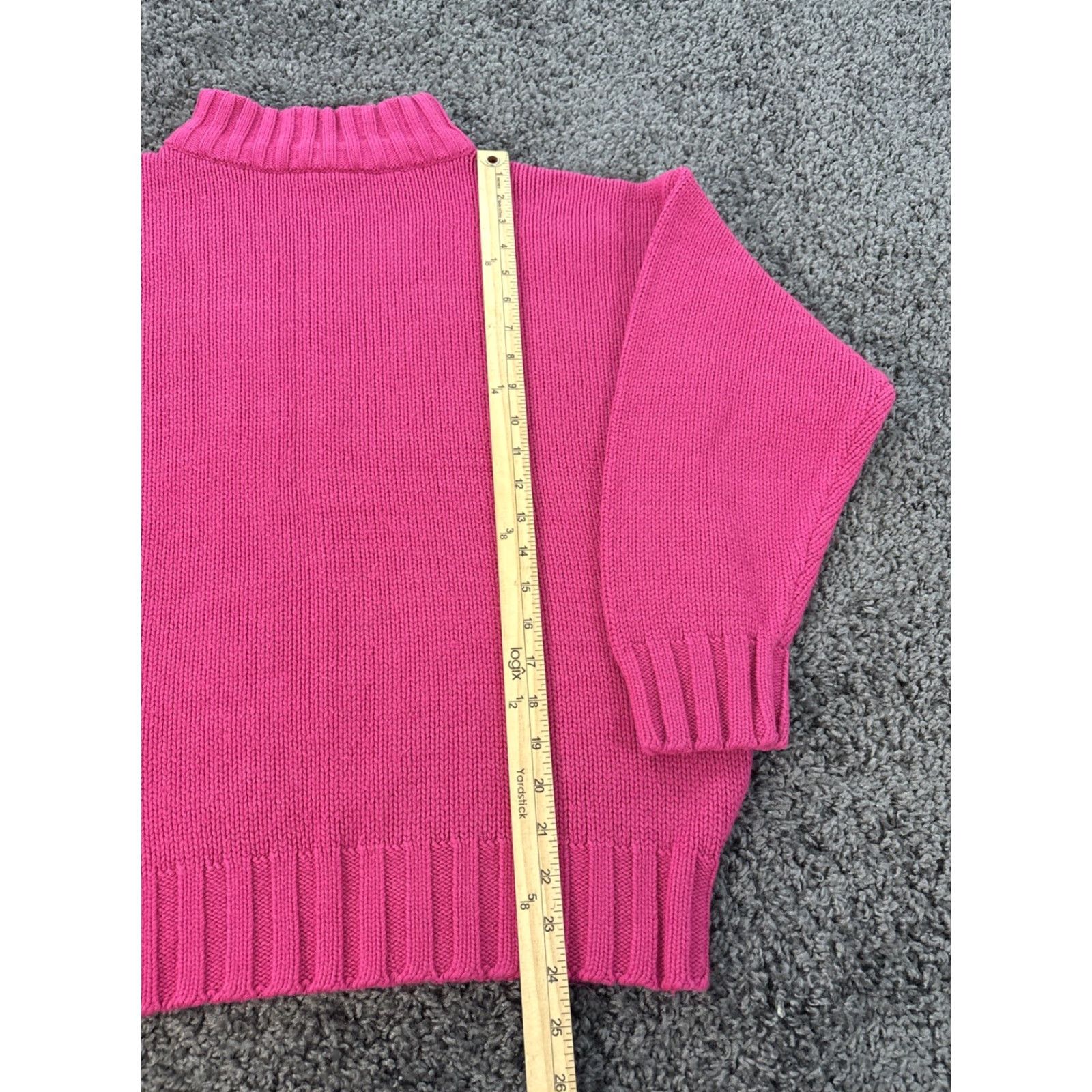 Vintage VINTAGE Plum Sweater Womens M Knit Mock Neck Pink Cotton Chunky Knit 90s Preppy Fisherman Womens Size M / US 6-8 / IT 42-44 - 2 Thumbnail