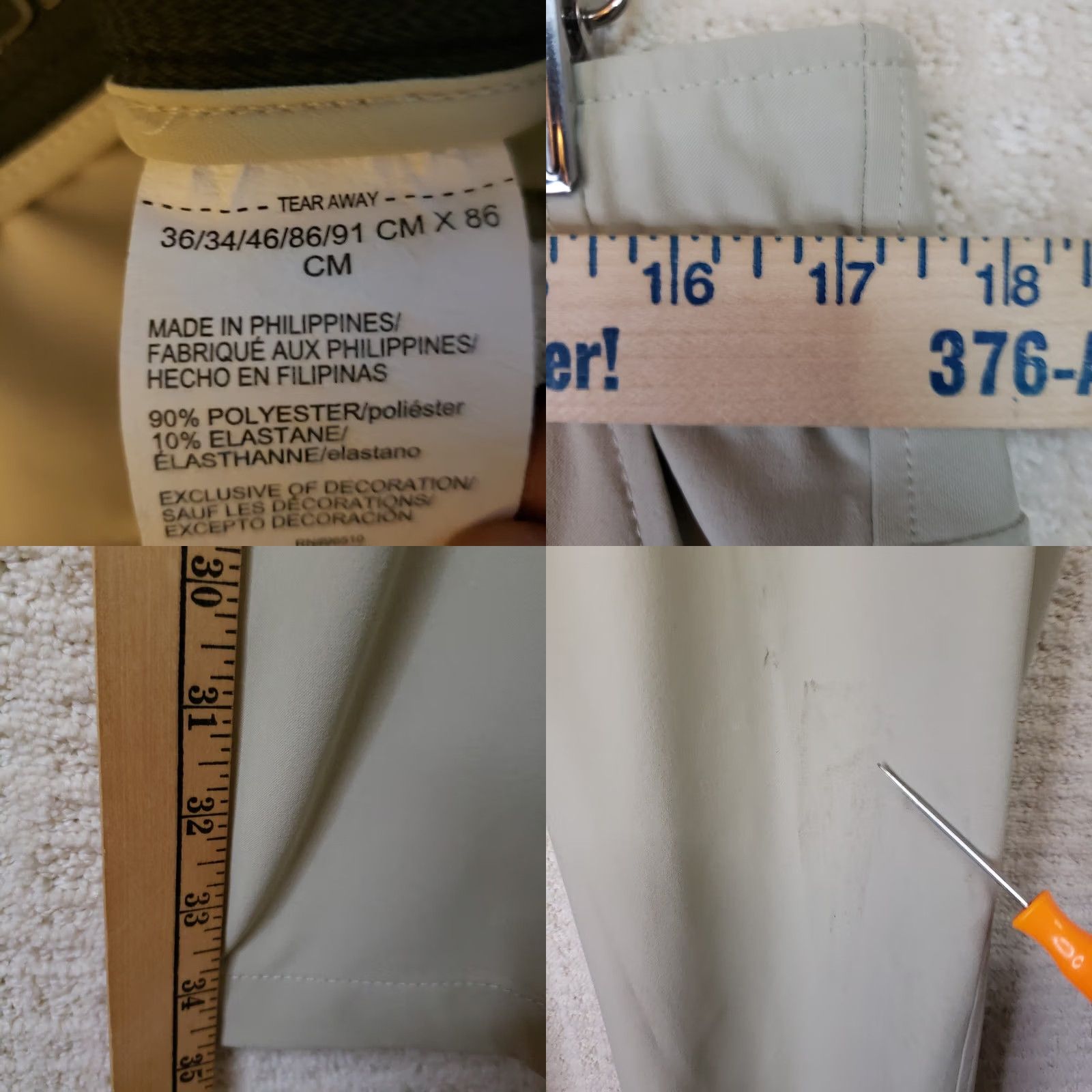 Under Armour Under Armour UA Golf Pants Mens 36x34 Beige Ivory Solid Button Flat Front Straight Leg Inseam 34 Regular Size 36 Mens Size US 36 / EU 52 - 9 Thumbnail