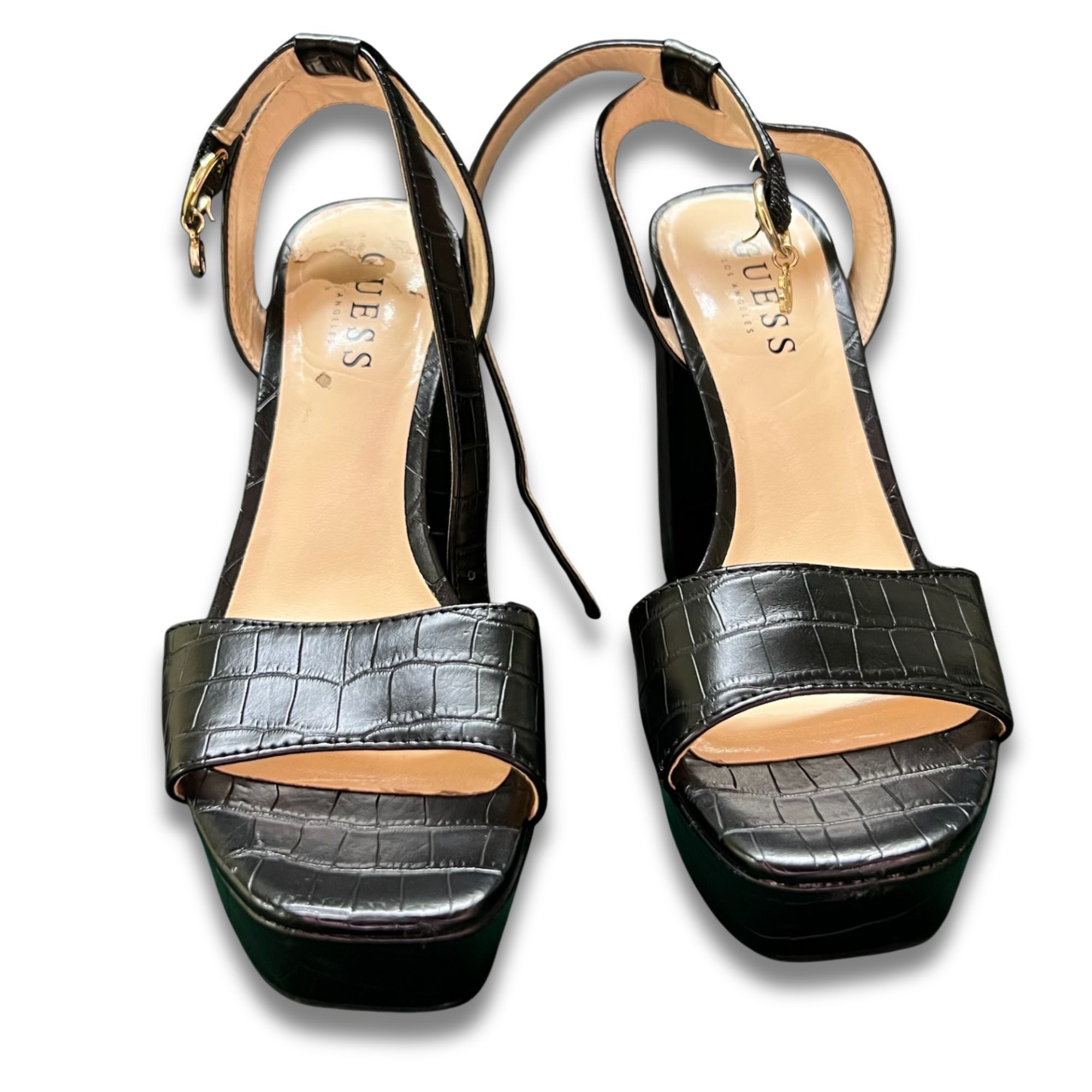 Guess Guess Black Crocodile-Embossed Platform Sandals With Block H Size US 6 / IT 36 - 2 Thumbnail