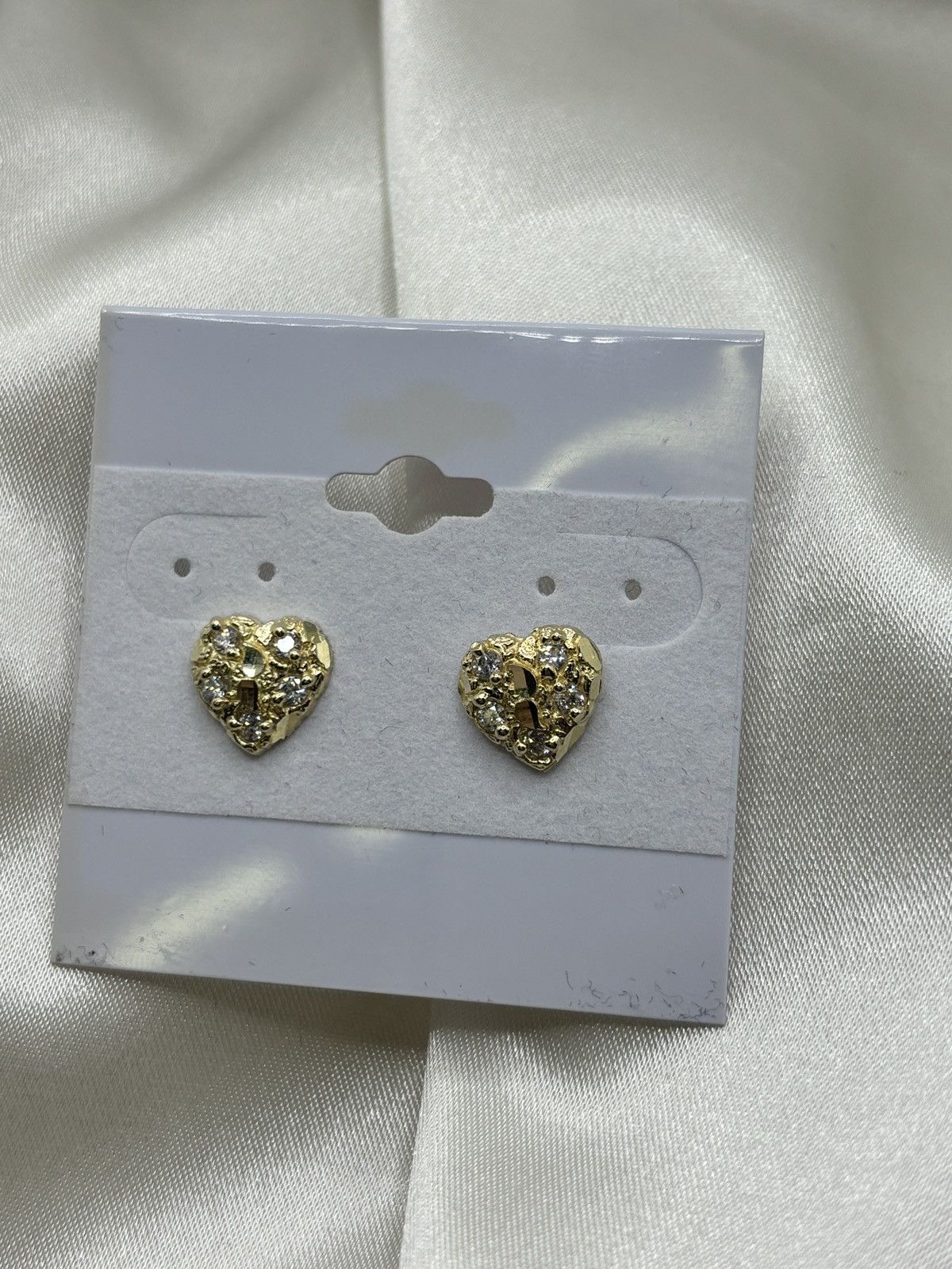 Other 10K Cz Heart Nugget Earrings Size ONE SIZE - 4 Thumbnail