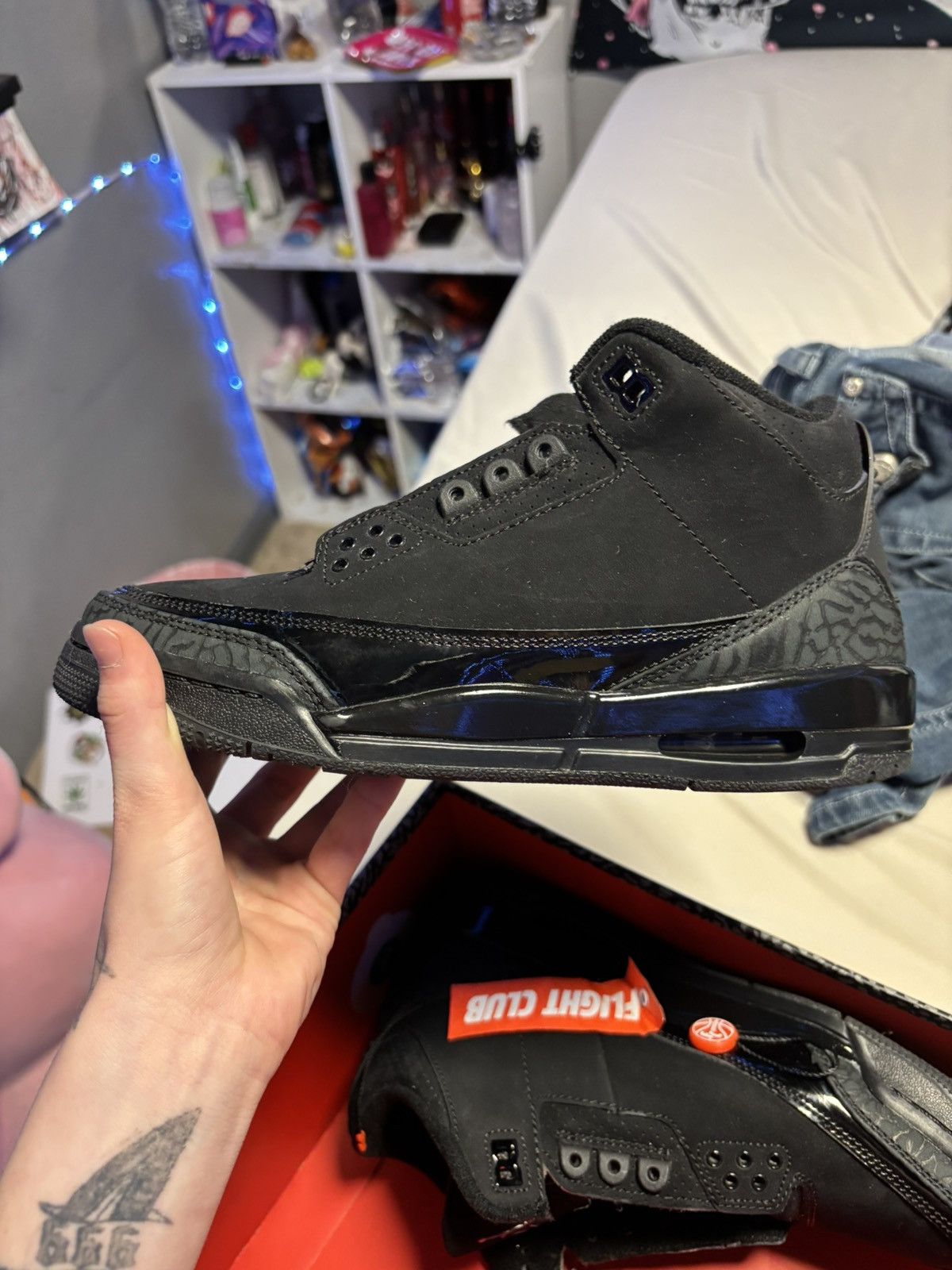 Jordan Brand Jordan black cat 3s retro gs Size US 6.5 / EU 39-40 - 4 Thumbnail