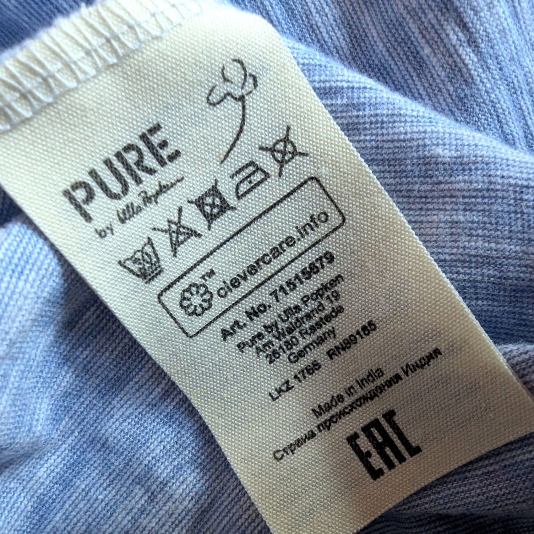 Vintage Pure by Ulla Popken T-Shirt Blue Striped Organic Cotton Sz 24/26 Sustainable Size 4XL / US 24-26 - 8 Thumbnail