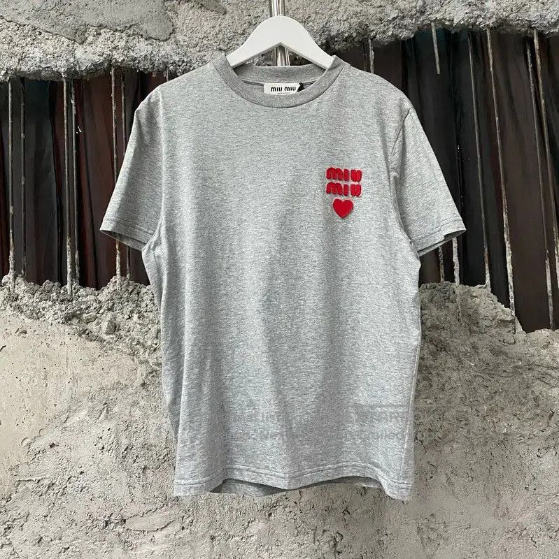 Miu Miu Miu Miu Gray Cotton Short Sleeve T-Shirt . Size M / US 6-8 / IT 42-44 - 1 Thumbnail