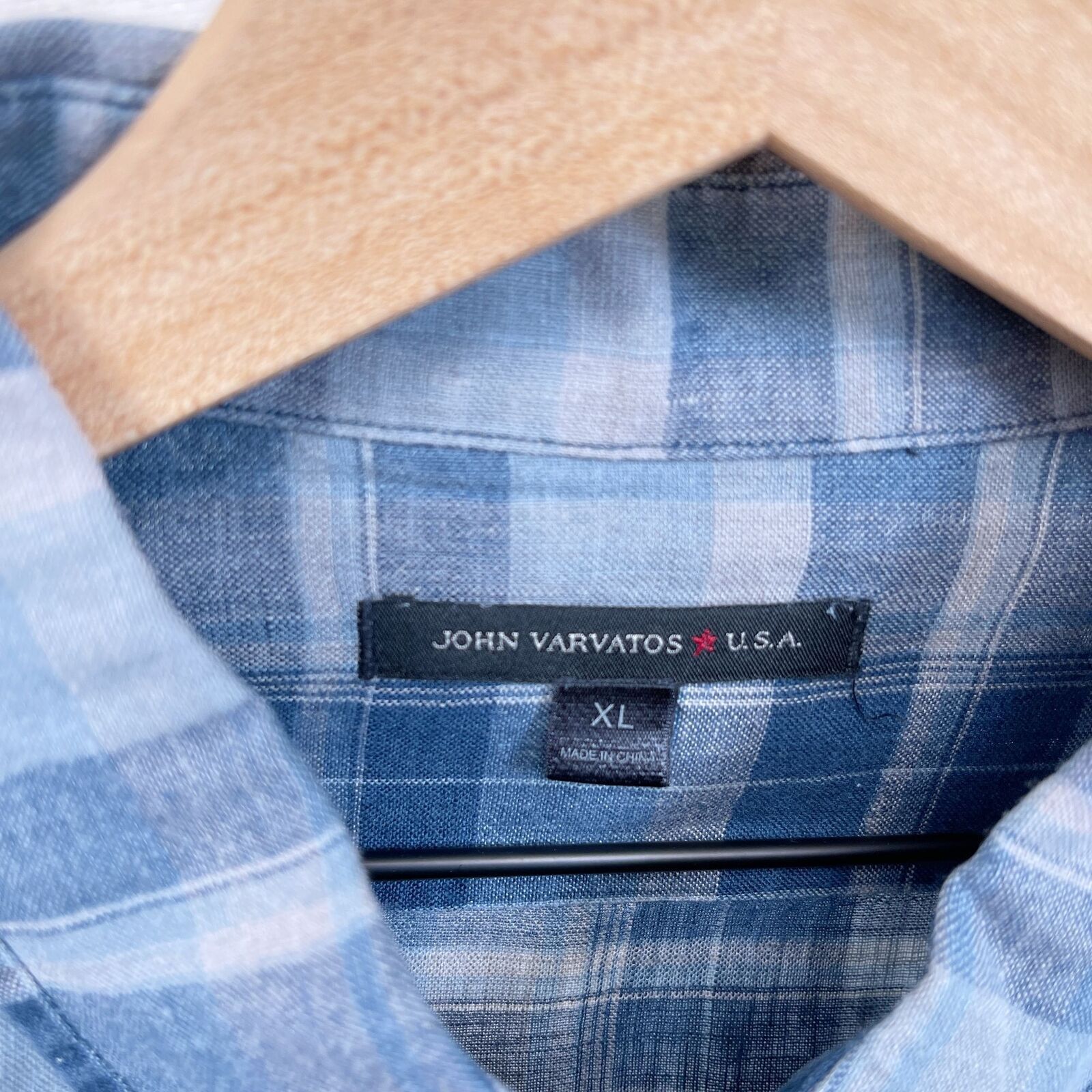 John Varvatos John Varvatos USA Linen Shirt Blue Plaid Button Down Mens XL Size US XL / EU 56 / 4 - 6 Thumbnail