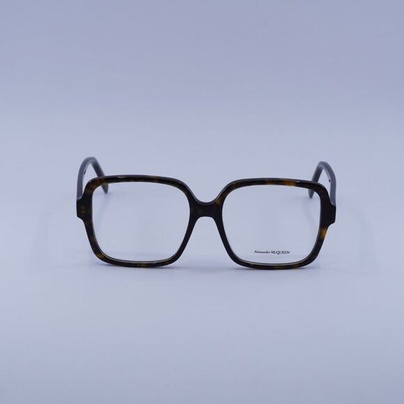 Alexander McQueen Alexander McQueen AM0286O 002 Eyeglasses Havana 55mm Square Size ONE SIZE - 4 Thumbnail