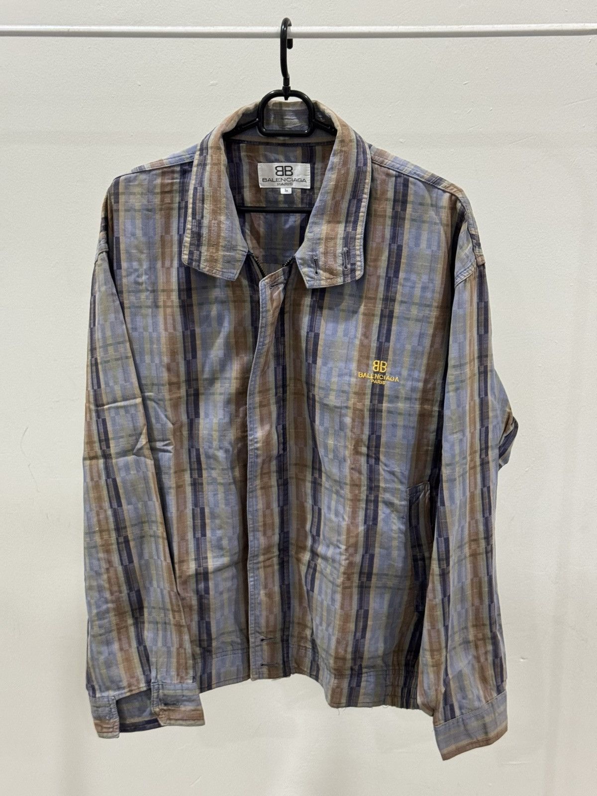 Vintage Balenciaga tartan windbreaker jacket