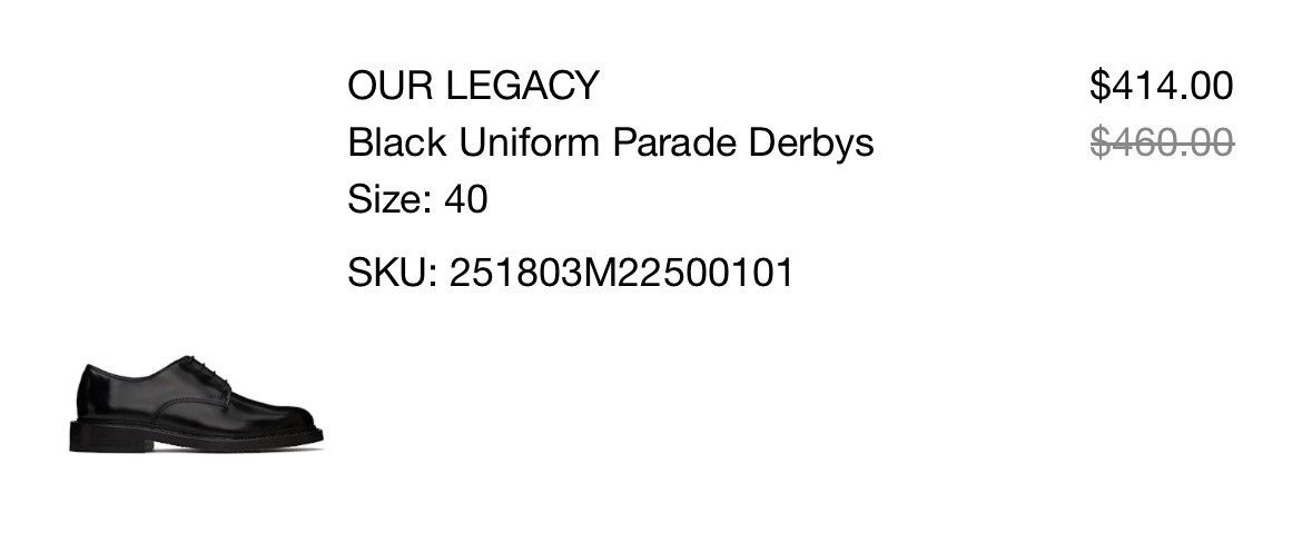 Our Legacy Black Uniform Parade Derbys - Size 40 Size US 7 / EU 40 - 8 Thumbnail