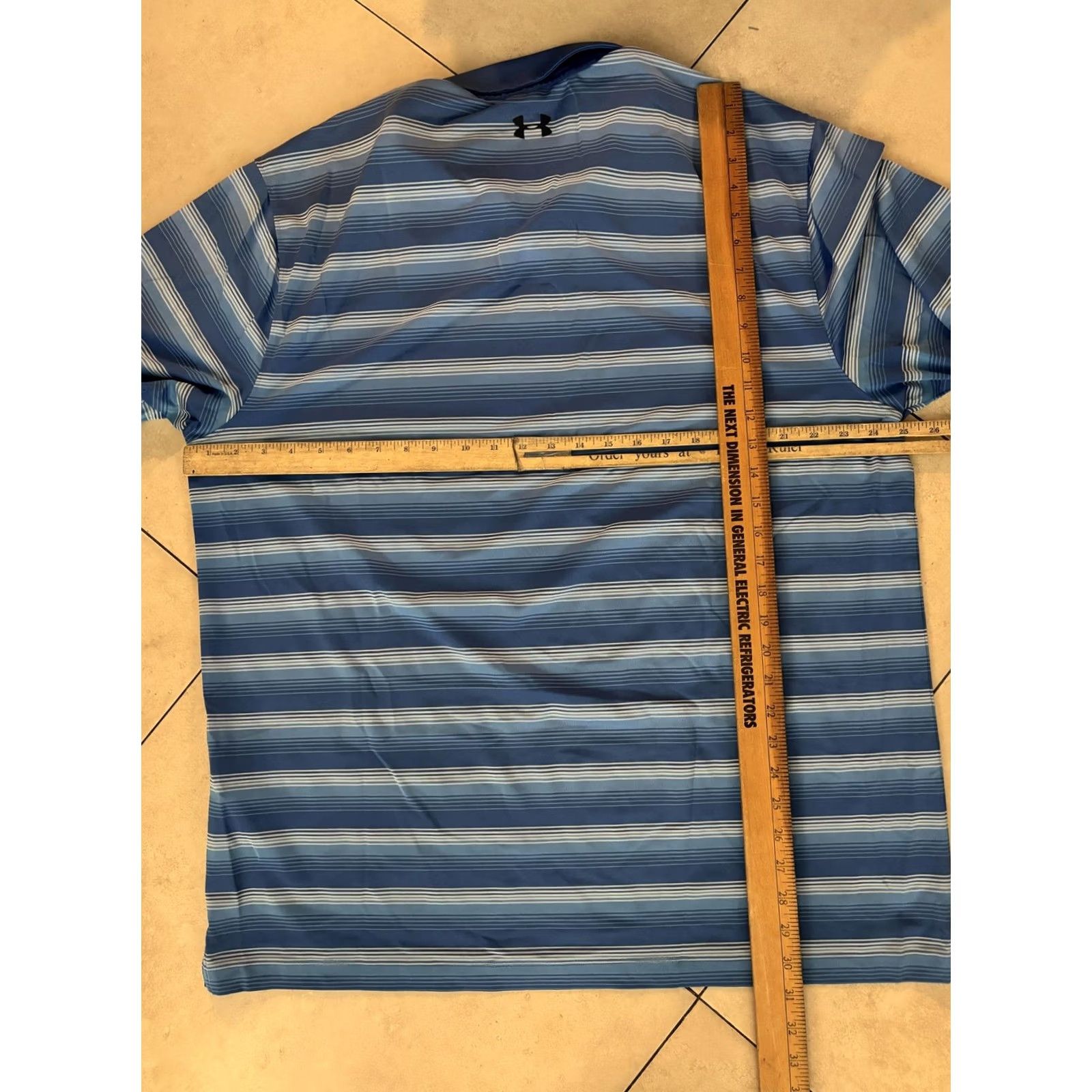 Under Armour Under Armour Polo Shirt Mens 2XL Blue Stripe HeatGear Golf Performance Loose Fit Size US XXL / EU 58 / 5 - 7 Thumbnail