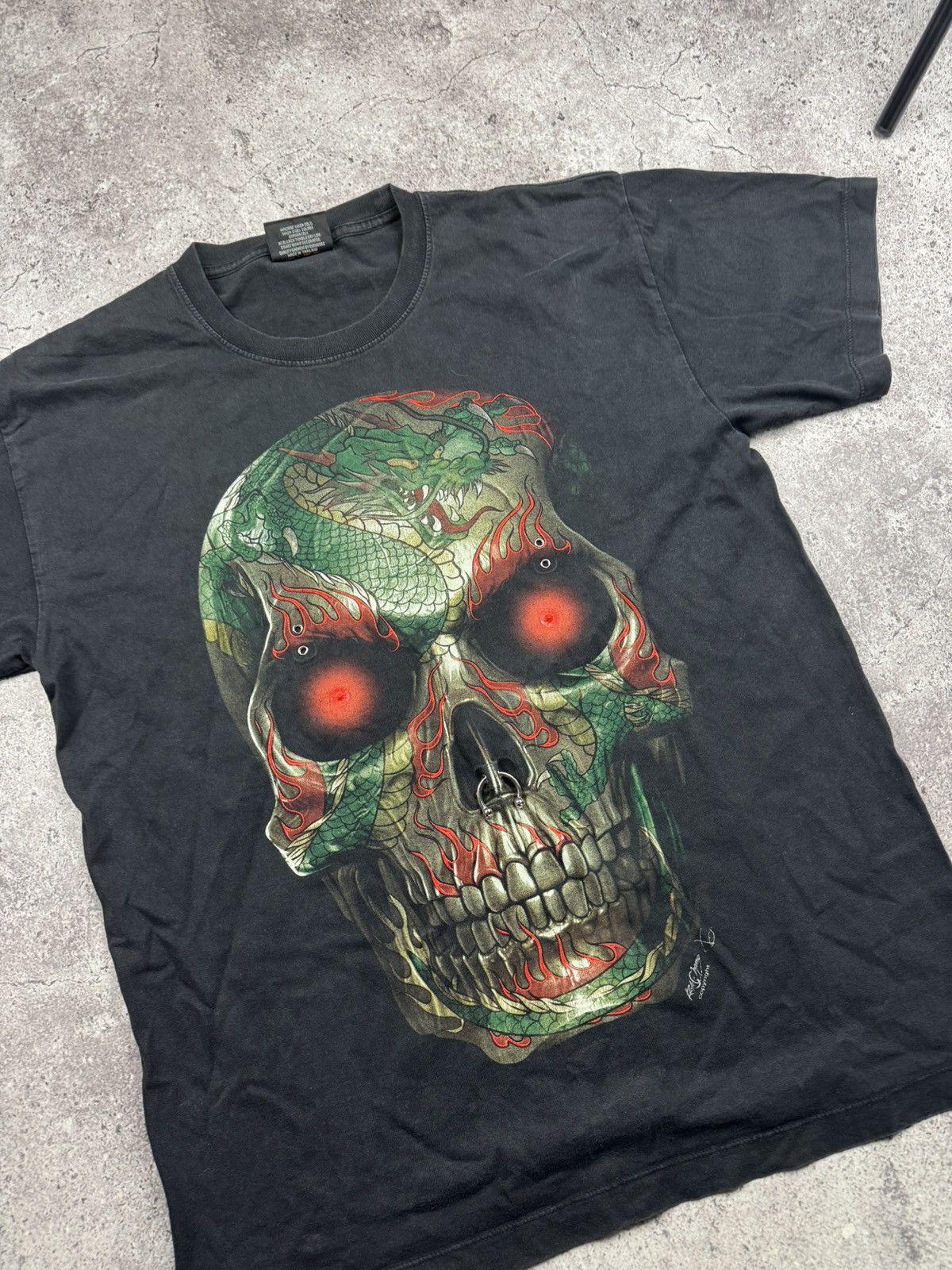Japanese Brand Black Rock Vintage Y2K Gothic Skull T-Shirt Affliction vibe Size US L / EU 52-54 / 3 - 2 Thumbnail