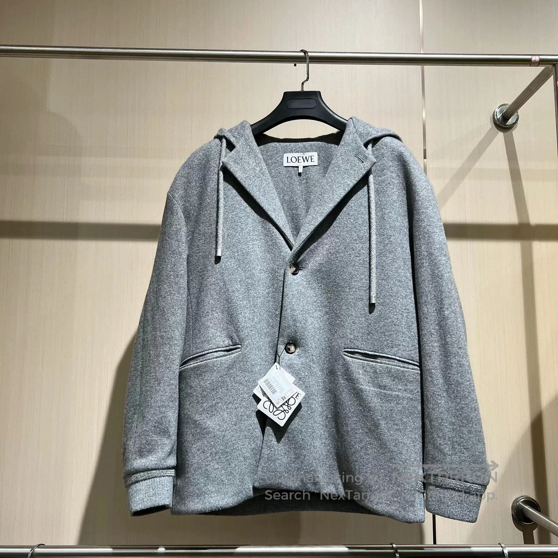 Loewe gray wool blend hooded jacket. Size US L / EU 52-54 / 3 - 1 Thumbnail