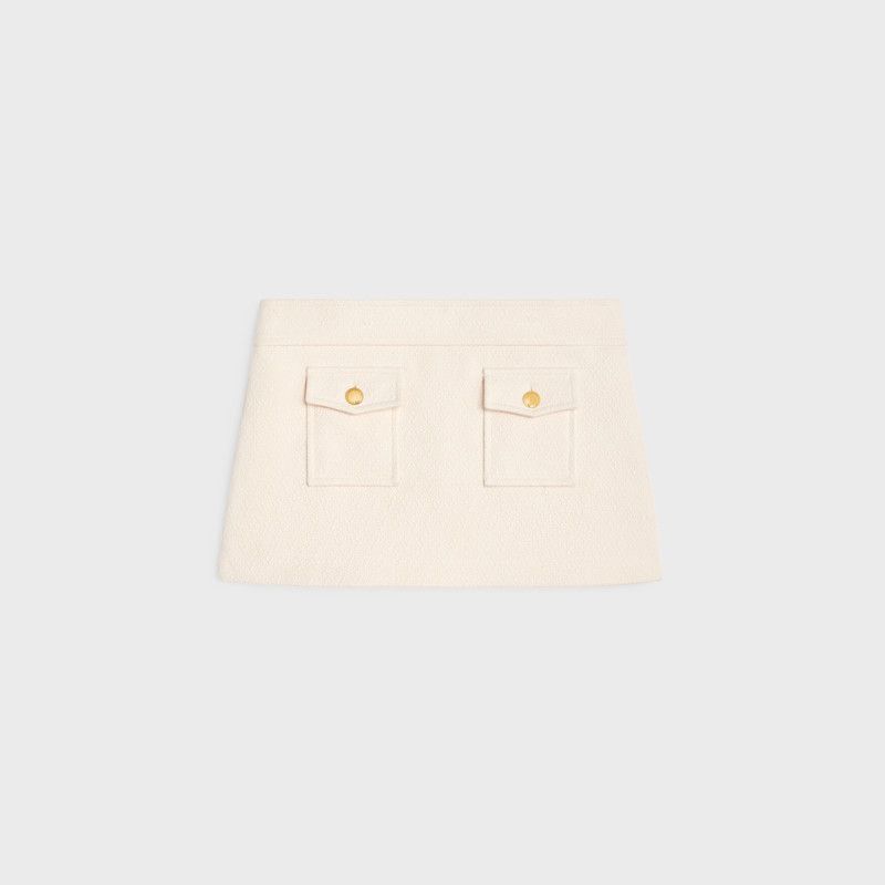 Celine o1w1db10526 2J7219 Mini Skirt in Beige Size 38" / US 16 / IT 52 - 1 Thumbnail