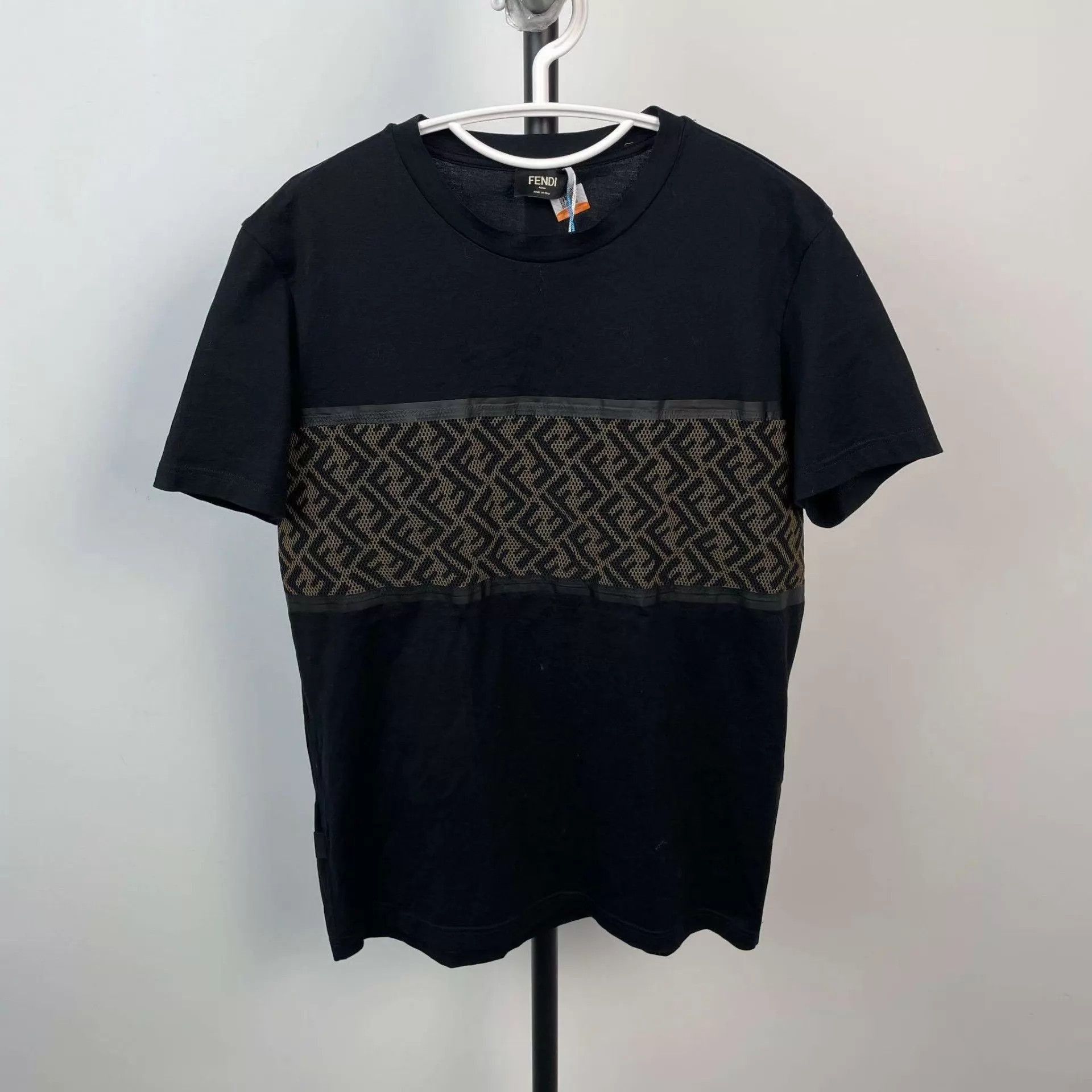 Fendi Black Short Sleeve Shirt with Patterned Stripe Size US L / EU 52-54 / 3 - 1 Thumbnail