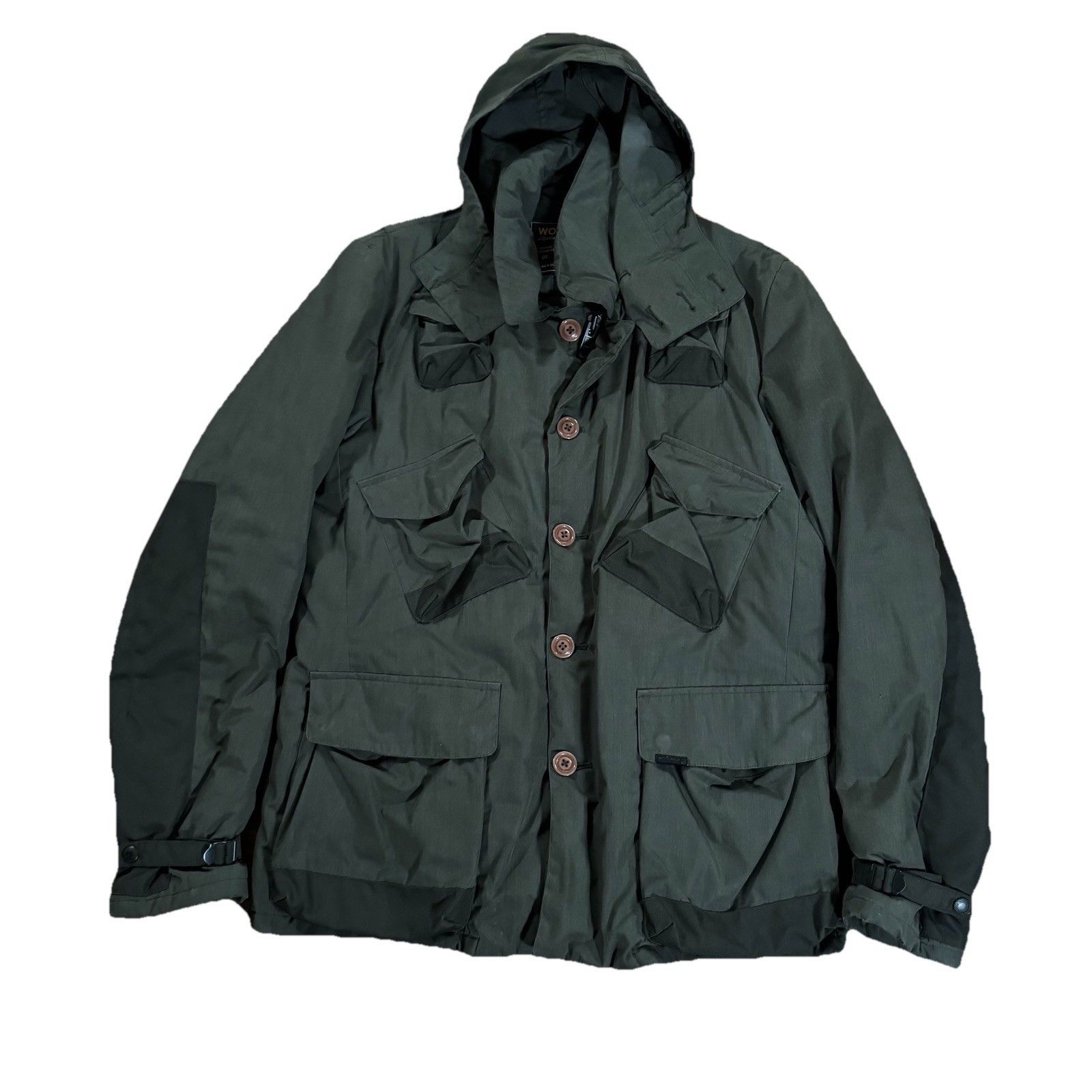 Mens Woolrich Olive Green Tactical Parka Jacket Large