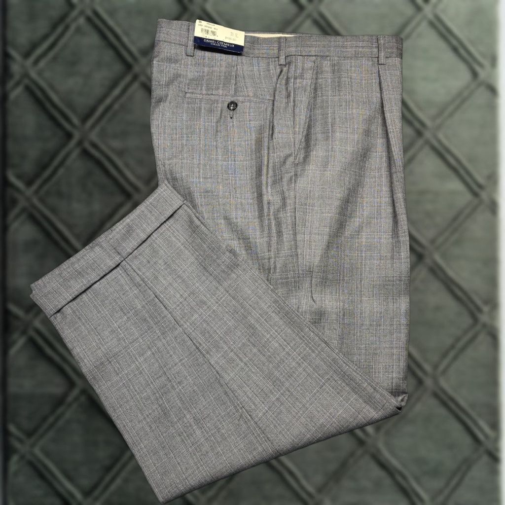 Cremieux Daniel Cremieux Pants Mens 36 Gray Plaid Pleated Dress Trousers Made USA Size US 36 / EU 52 - 1 Thumbnail