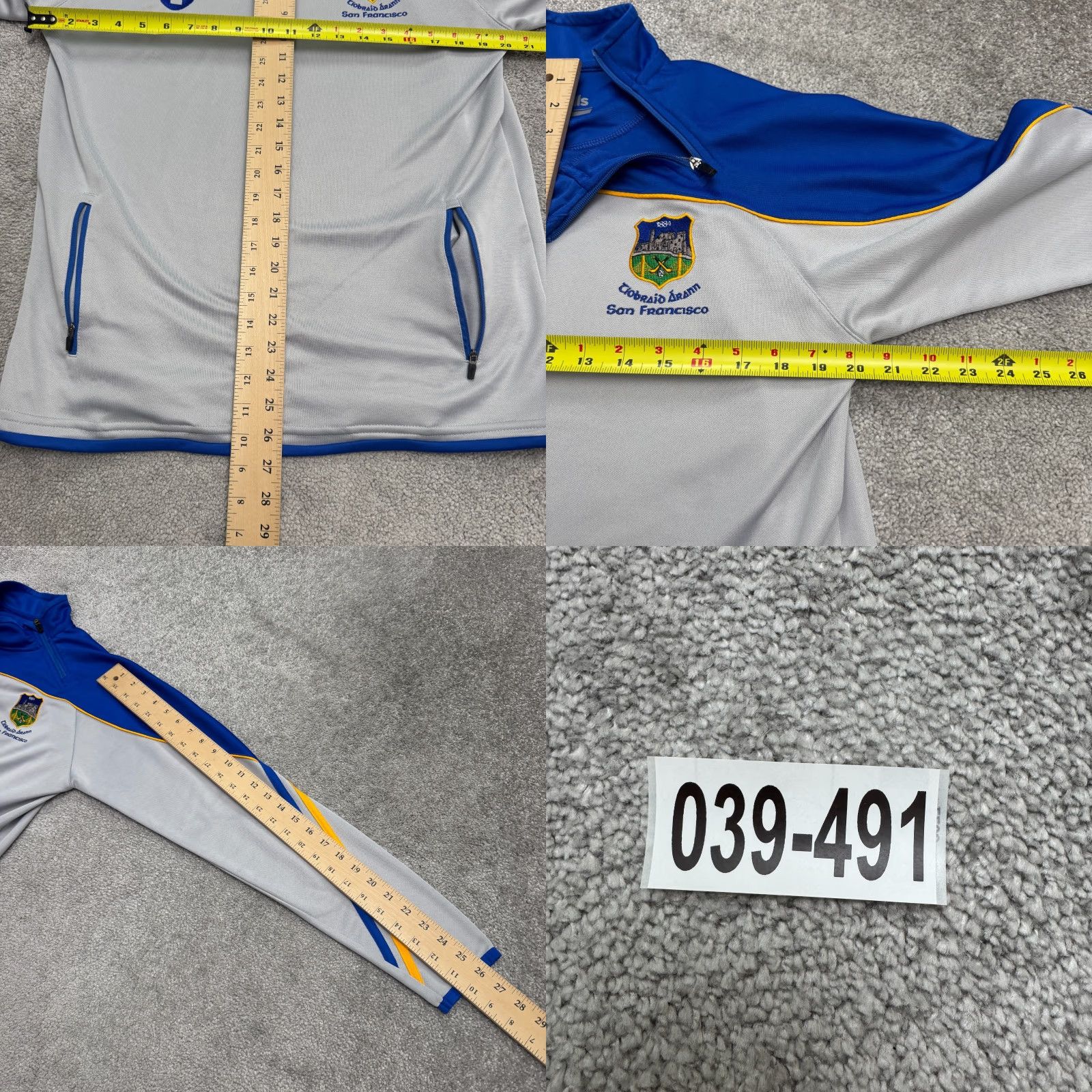 O'Neills VINTAGE O'Neills Tipperary San Francisco GAA 1/4 Zip Pullover Jacket Small Blue White Size US L / EU 52-54 / 3 - 10 Thumbnail