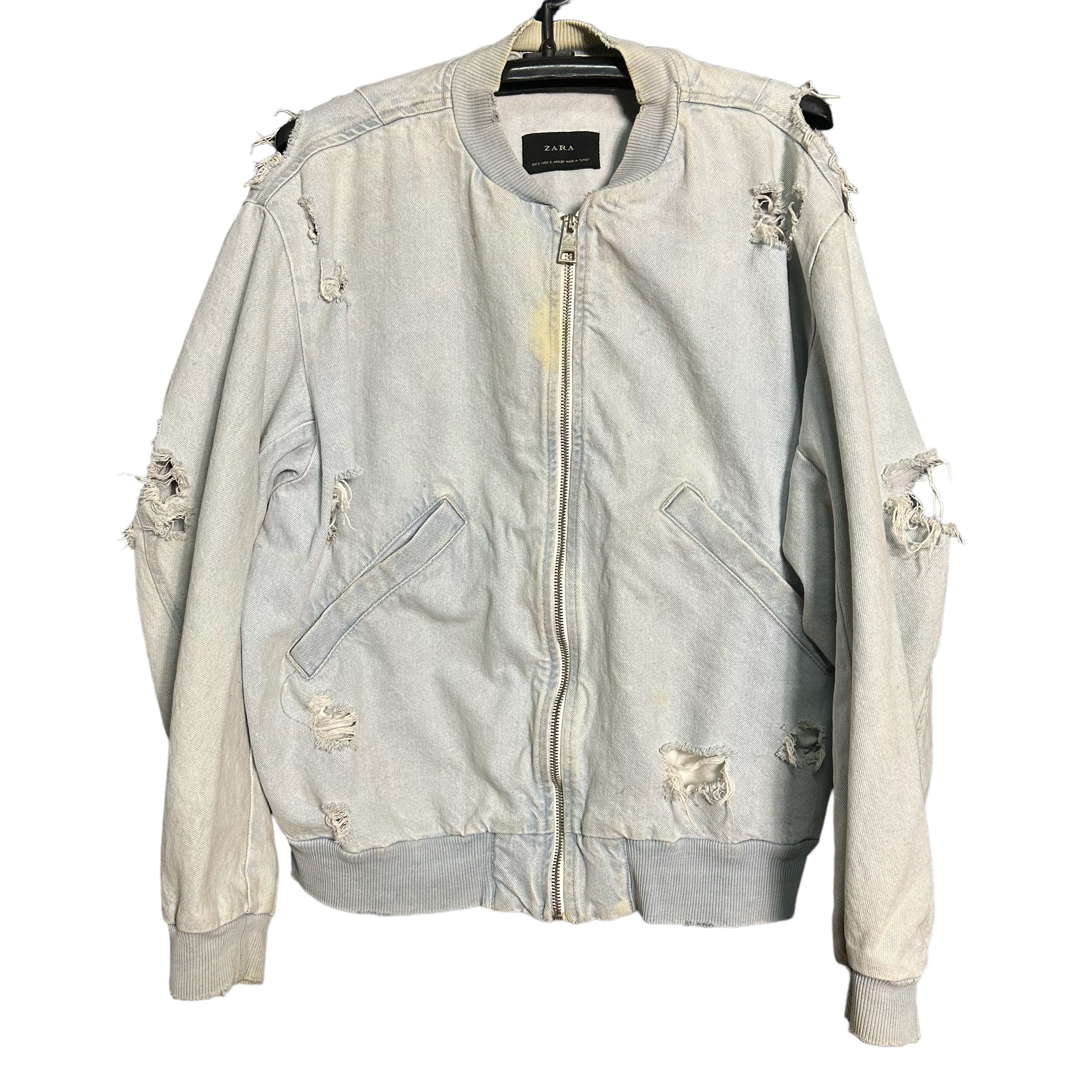 Distressed Denim If Six Was Nine Zara RARE Vintage ZARA Distress Denim Bomber Jacket Grailed