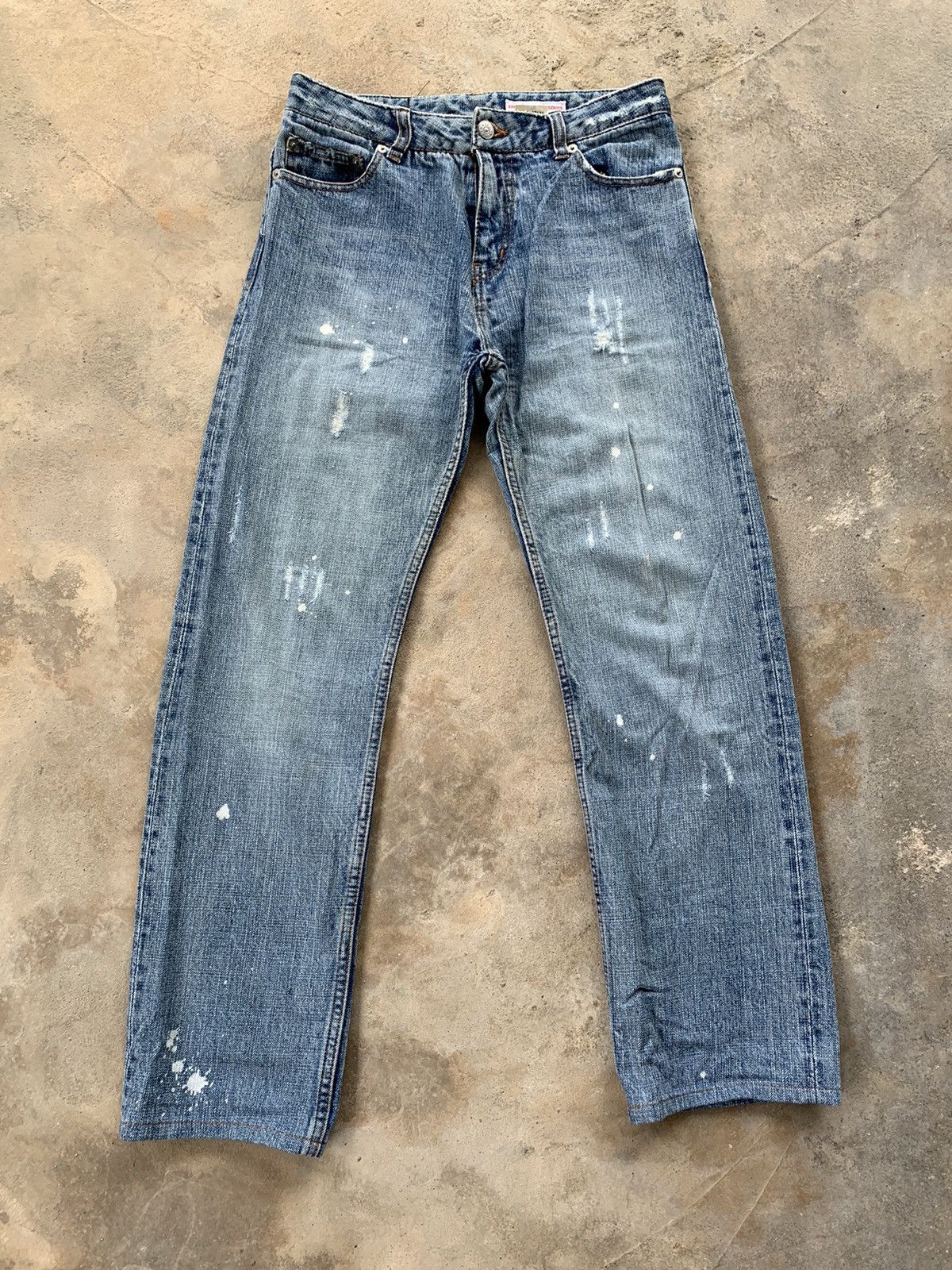 image of Earth Music & Ecology Selvedge Distressed Denim in Blue, Men's (Size 28)