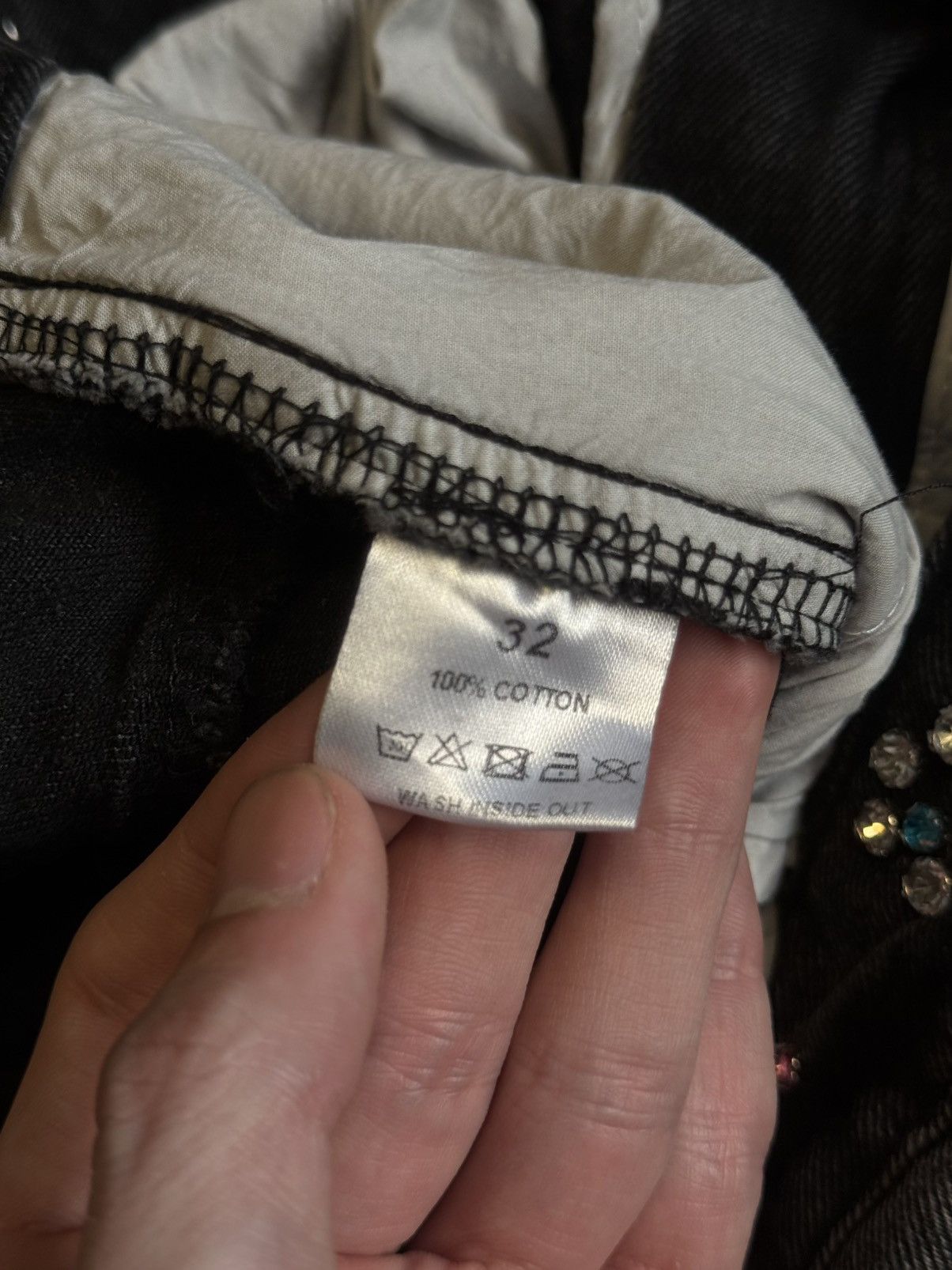 Vale Valley Stone Crystal Rhinestone Baggy Black Jeans Size 32 Size US 32 / EU 48 - 10 Thumbnail