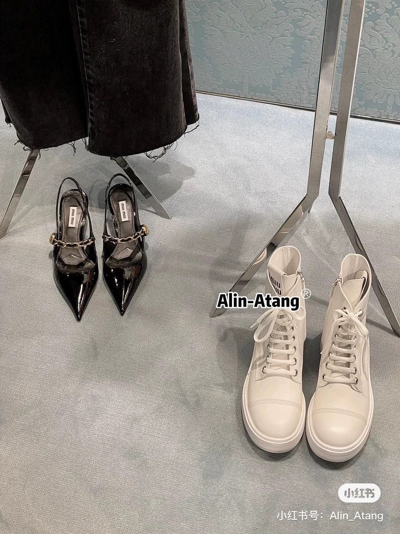 Prada Miu Miu Logo Martin Boots Size 37-2506 Size US 6 / IT 36 - 9 Thumbnail