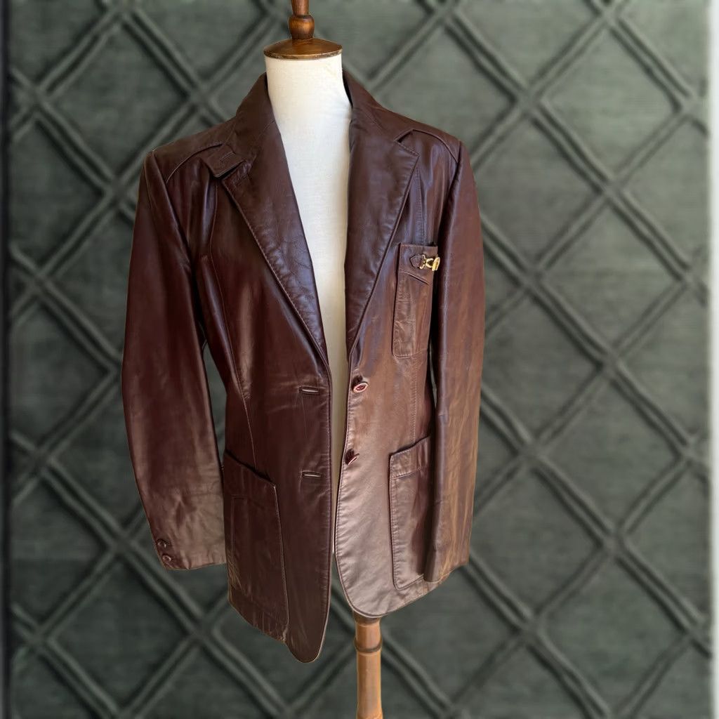 Etienne Aigner VINTAGE Etienne Aigner Oxblood Leather Blazer Size 14 Blazer Womens 80s 90s City Classic Designer Horsebit Jacket Size XL / US 12-14 / IT 48-50 - 1 Thumbnail