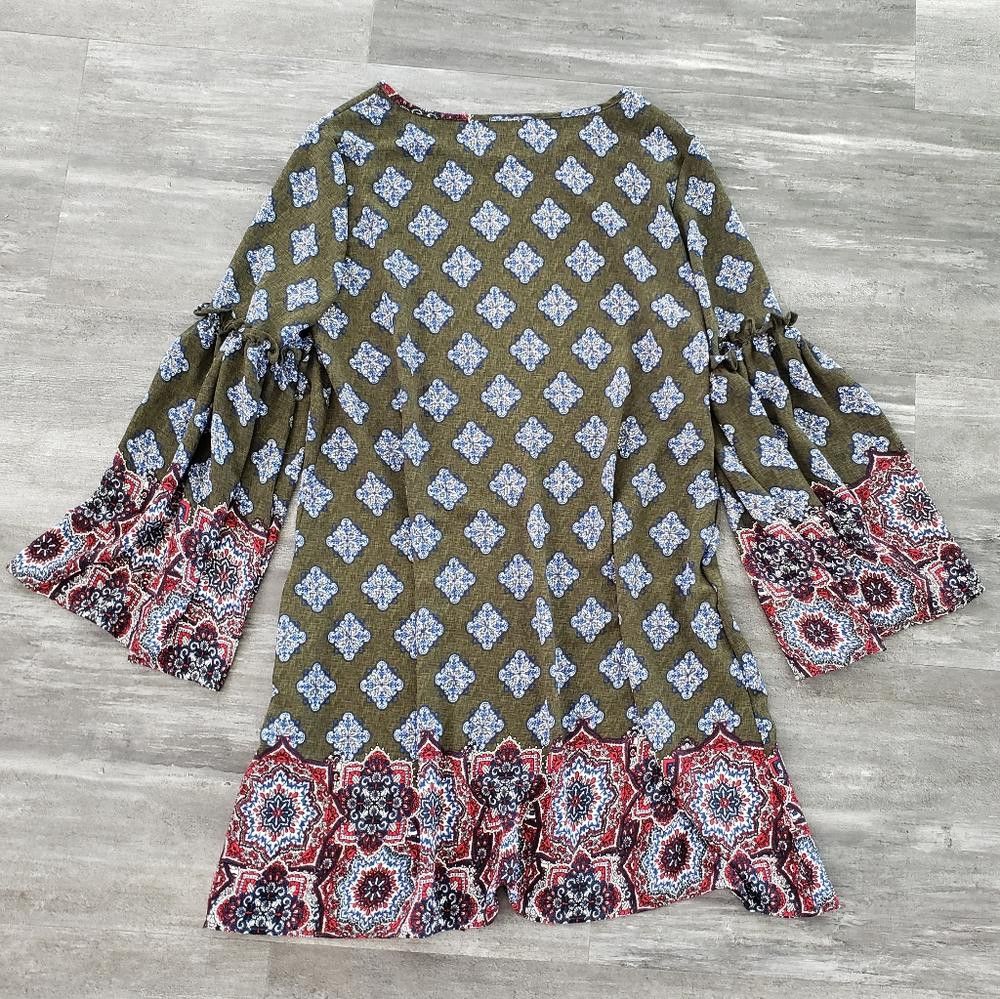 Designer Olive Detailed S&H Flowy Boho Mini Size M / US 6-8 / IT 42-44 - 2 Thumbnail