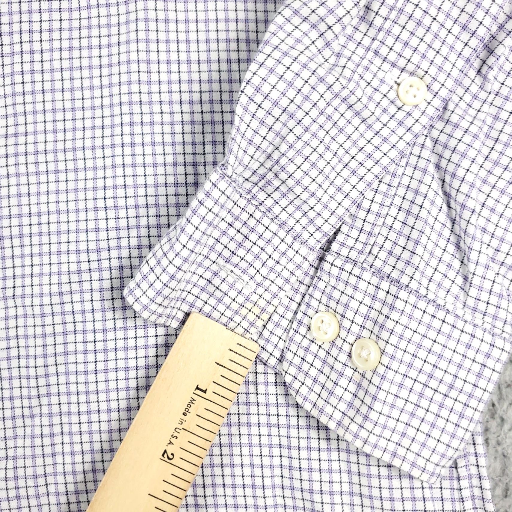 Ralph Lauren Ralph Lauren Shirt Mens Size 17 Purple Check Dress Button-Down Long Sleeve - Wool? Cotton - Business Casual - 17 Neck - Regular Fit Mens Size 46R - 4 Thumbnail