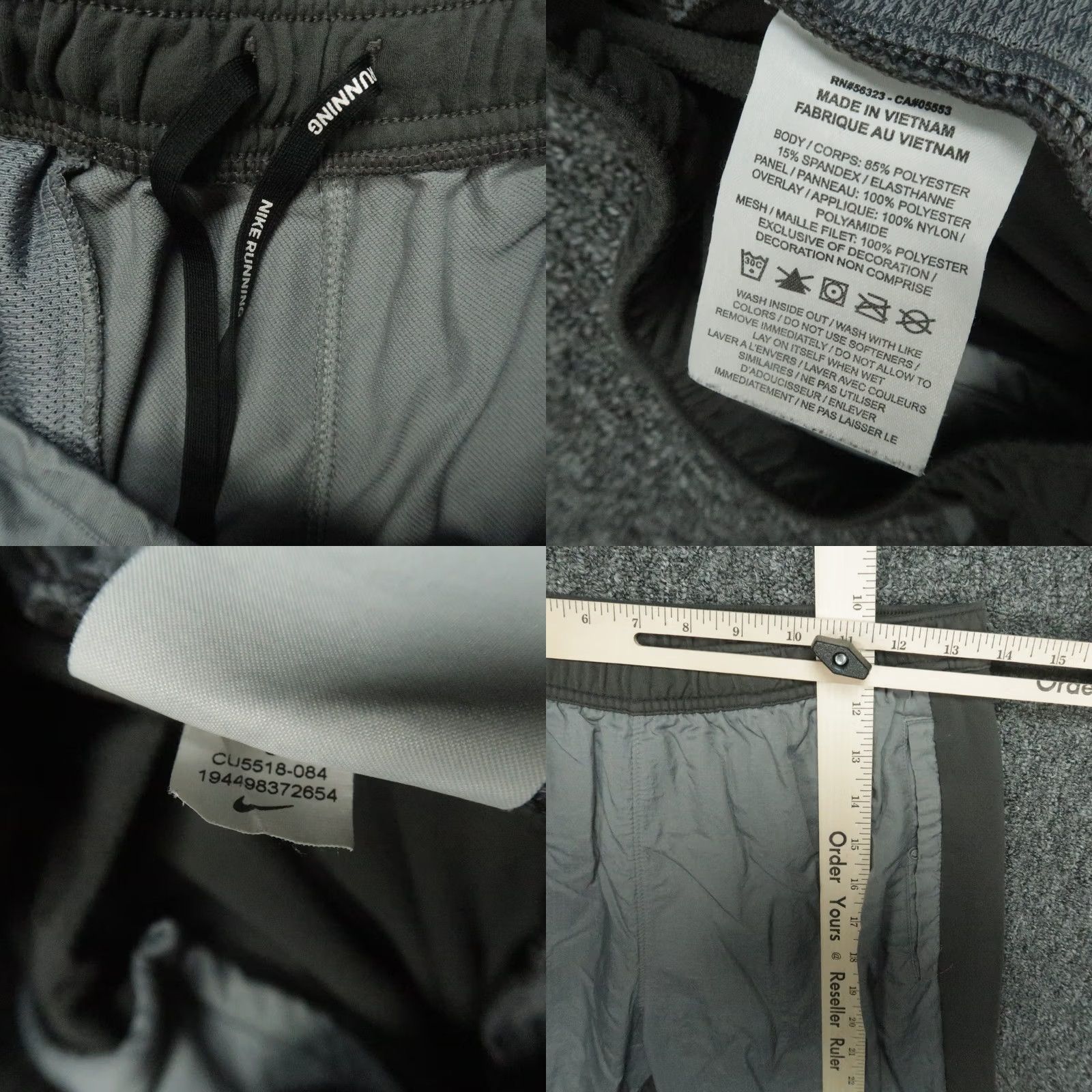 Nike Nike Athletic Pants Mens Gray Performance Therma Fit Tapered Running Ankle Zip Pants Mens Gray Therma Nike Track Pants with Pockets Zip Size US 29 - 8 Thumbnail