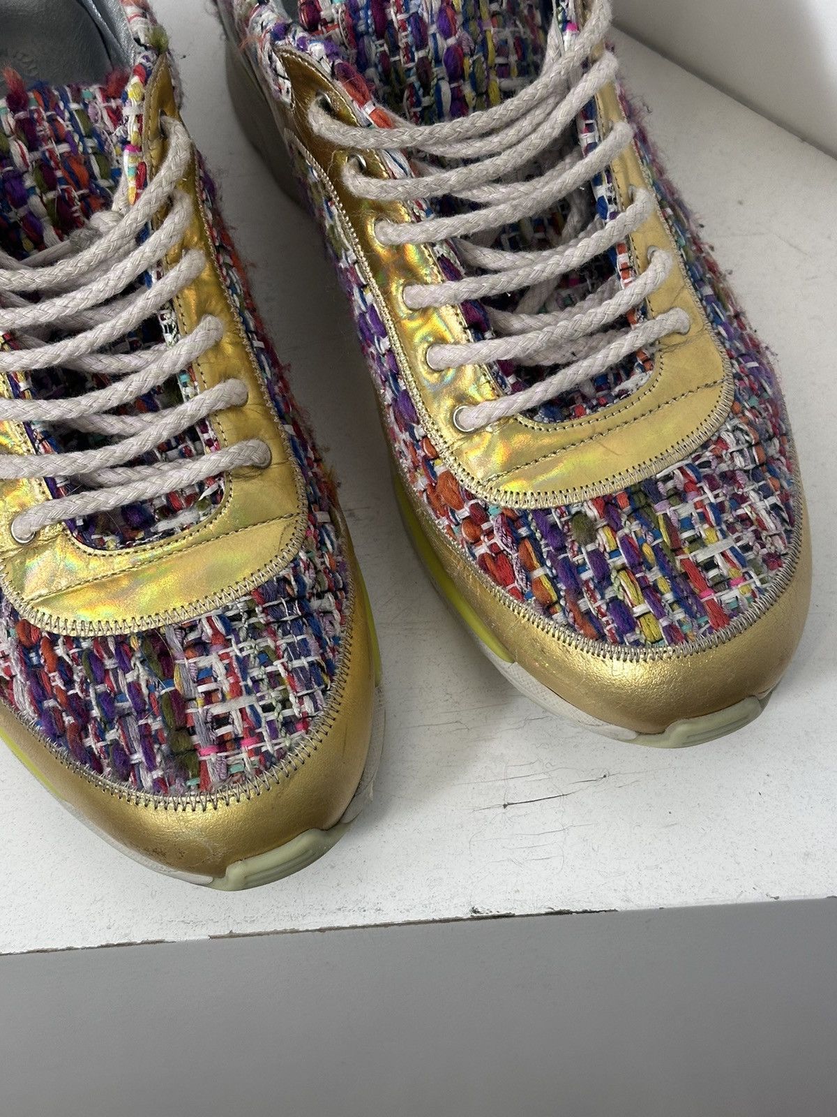 Chanel Tweed Lambskin Runway Sneakers - RAINBOW TWEED Size US 9 / EU 42 - 3 Thumbnail