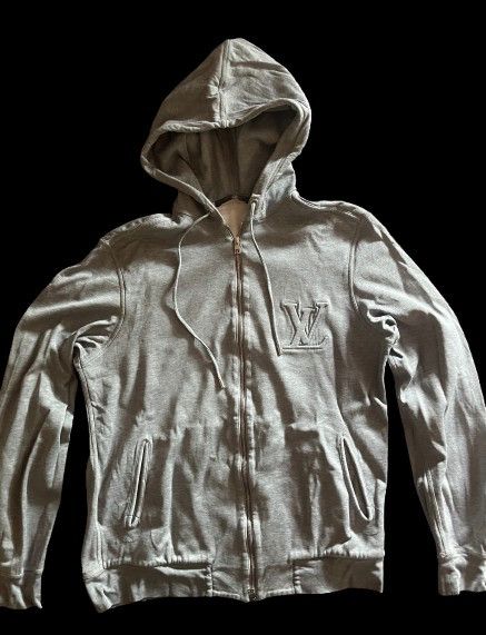 Louis Vuitton Double Zip Hoodie Sweater Mens M Gray