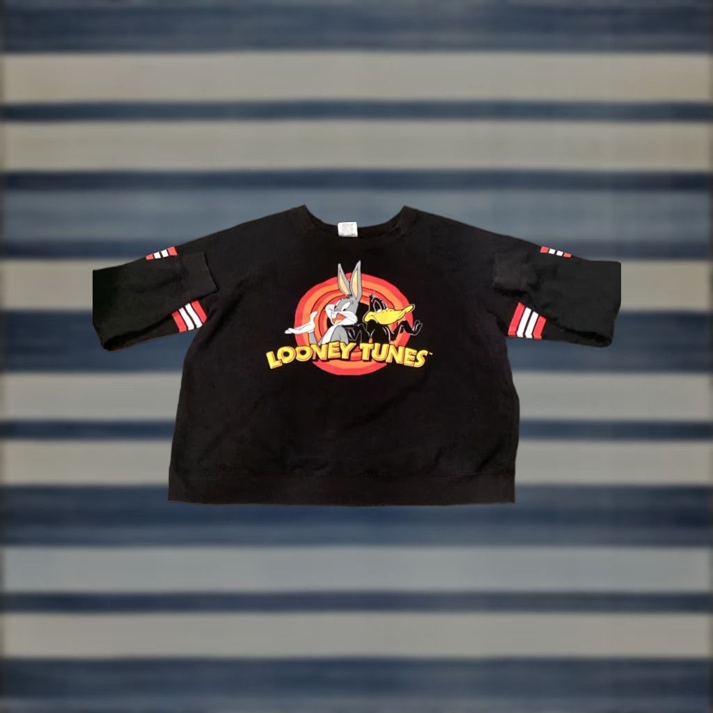 Vintage VINTAGE Looney Tunes Bugs Bunny Daffy Duck Sweater Men 3XL Black Crew Neck Long Sleeve Knit 100% Cotton 90s Biker Logo USA Size US XXL / EU 58 / 5 - 1 Thumbnail