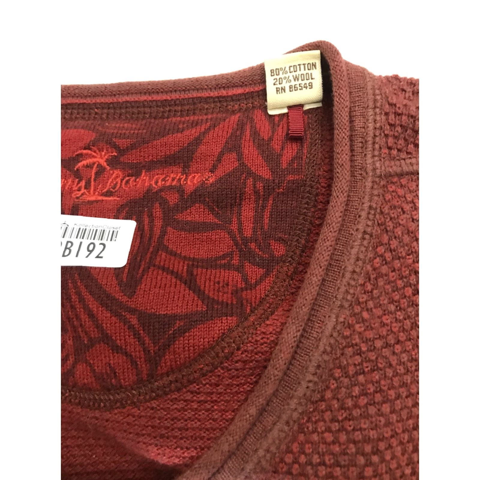 Tommy Bahama Tommy Bahama Sweater Mens Large Rust Red Textured Knit Pullover V-Neck Wool? (Note: "Wool" not in original) Size US L / EU 52-54 / 3 - 7 Thumbnail