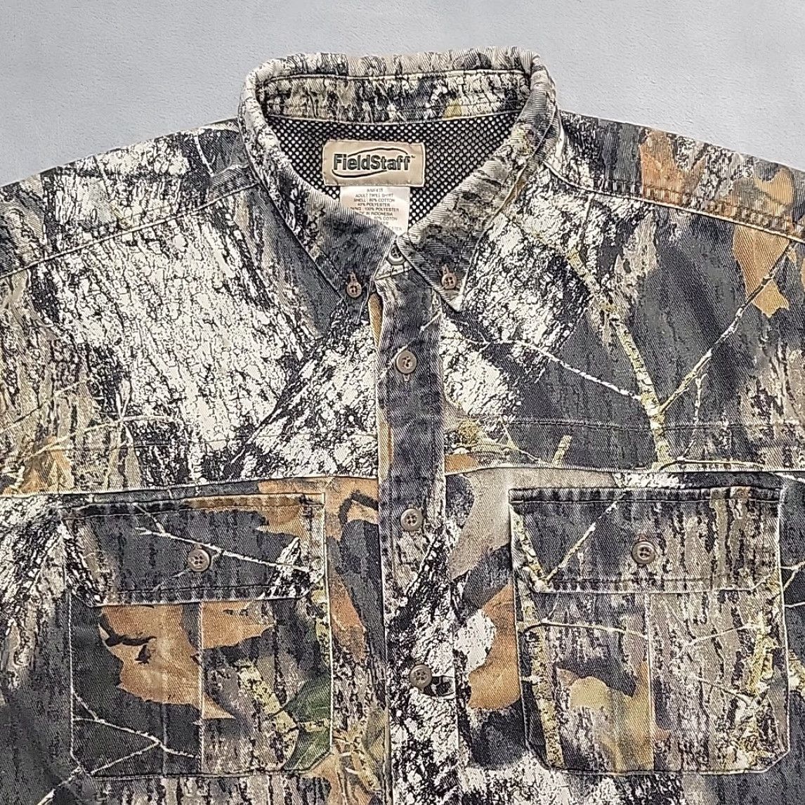 Vintage VINTAGE Fieldstaff Camouflage Shirt Mens L Brown Twill Flannel Mossy Oak Breakup Hunt Shirt Button-Up Long Sleeve Casual Mens Size US L / EU 52-54 / 3 - 3 Thumbnail