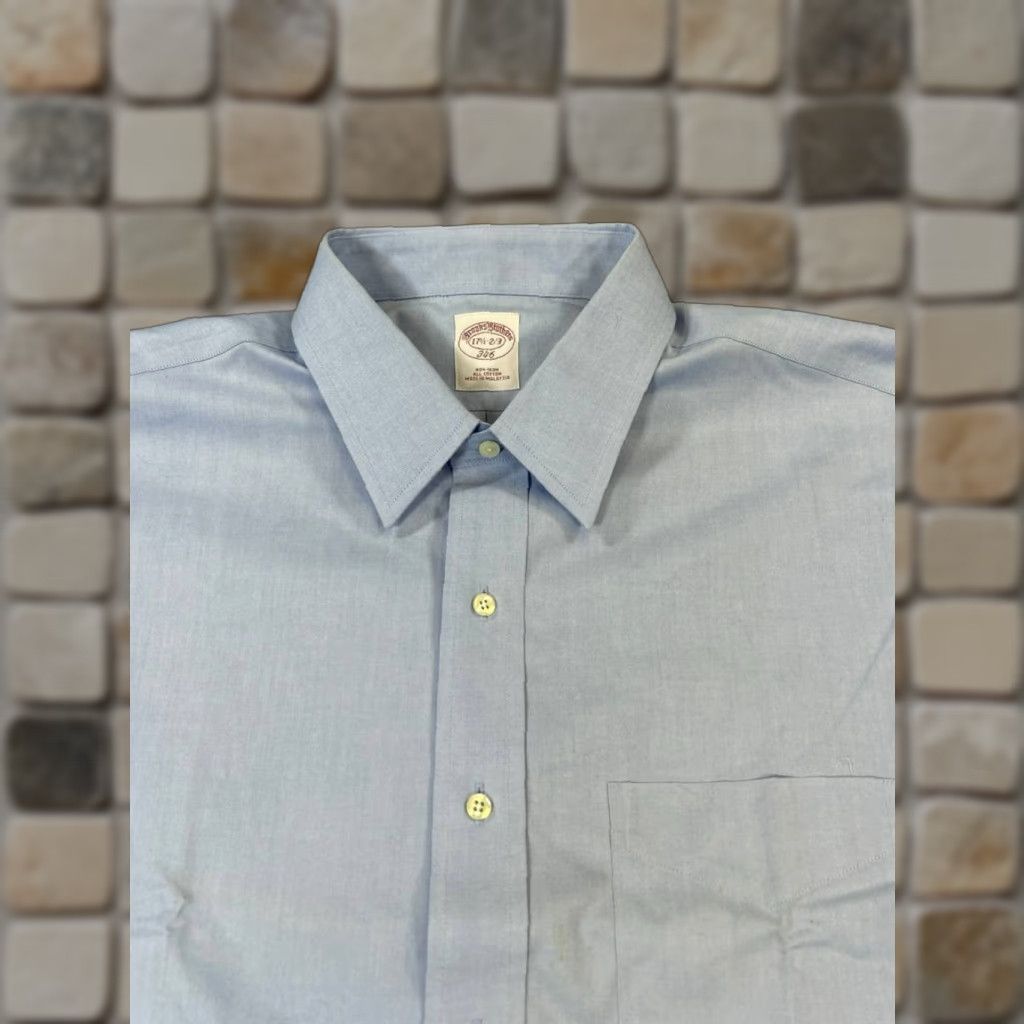 Brooks Brothers Brooks Brothers Dress Shirt Mens 17.5 Blue Cotton Button Up Shirt Size 48R - 1 Thumbnail