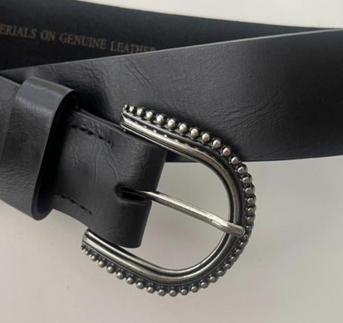 Vintage black genuine leather belt Size ONE SIZE - 1 Thumbnail