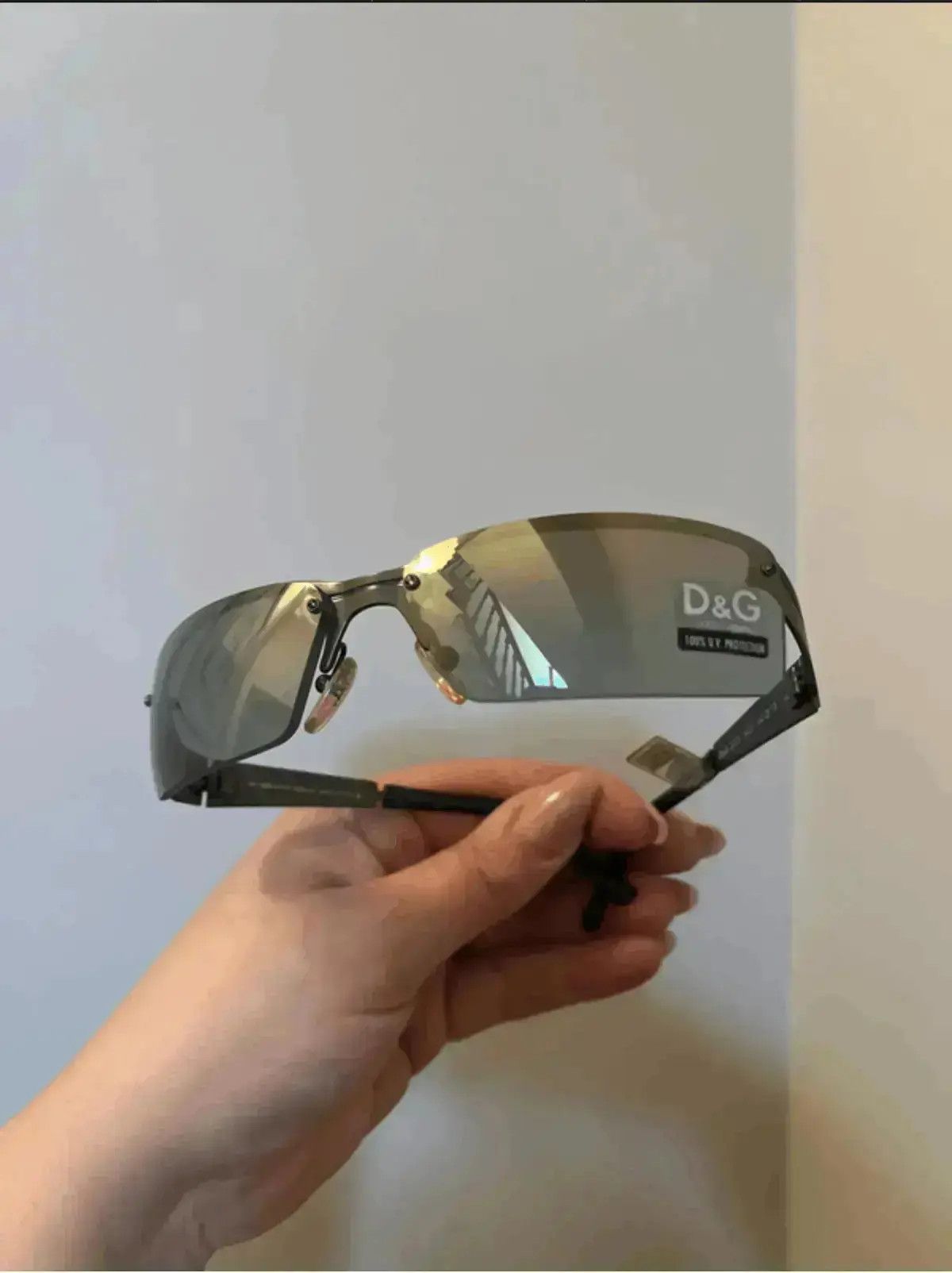 Dolce & Gabbana × Vintage DOLCE GABBANA Sunglasses Wrap Shield Rimless Metal Frame Size ONE SIZE - 2 Thumbnail