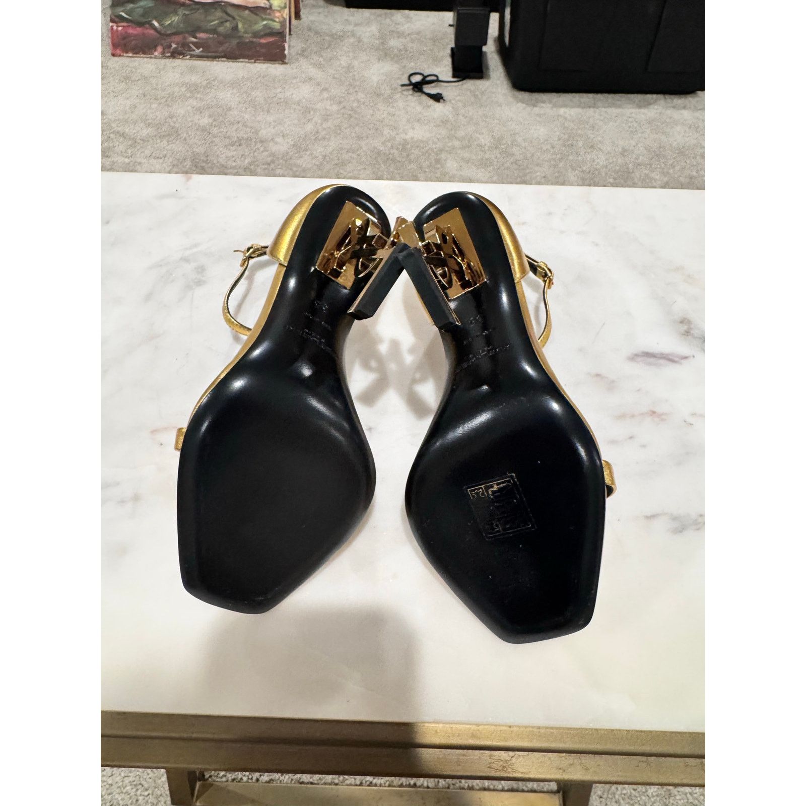 Saint Laurent Paris Saint Laurent Opyum Heels, Gold, EU 35.5, 9/10, MSRP $1500 Size US 5.5 / IT 35.5 - 3 Thumbnail